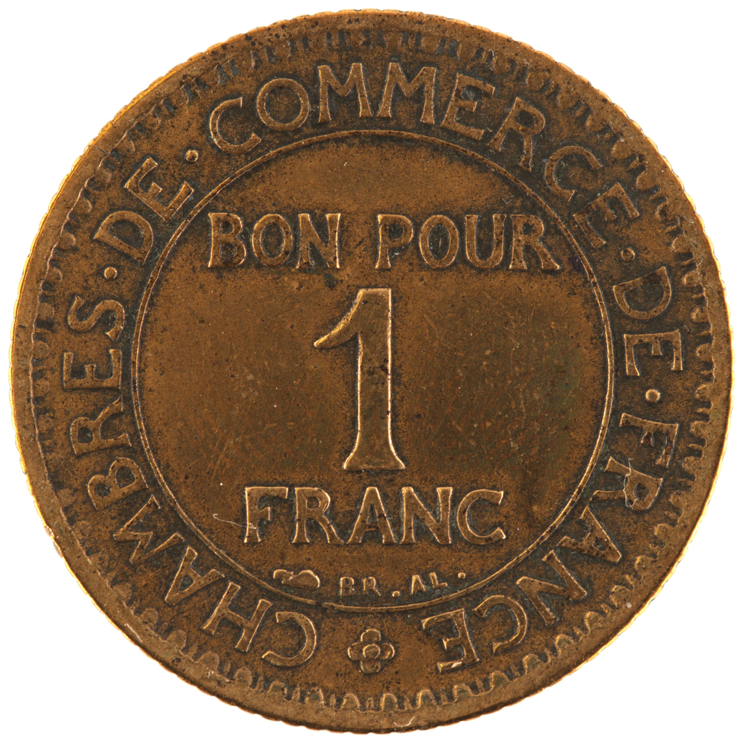 France - Pièce Bon pour 1 Franc 1922 bronze-aluminium - Chambres de Commerce – Image 2