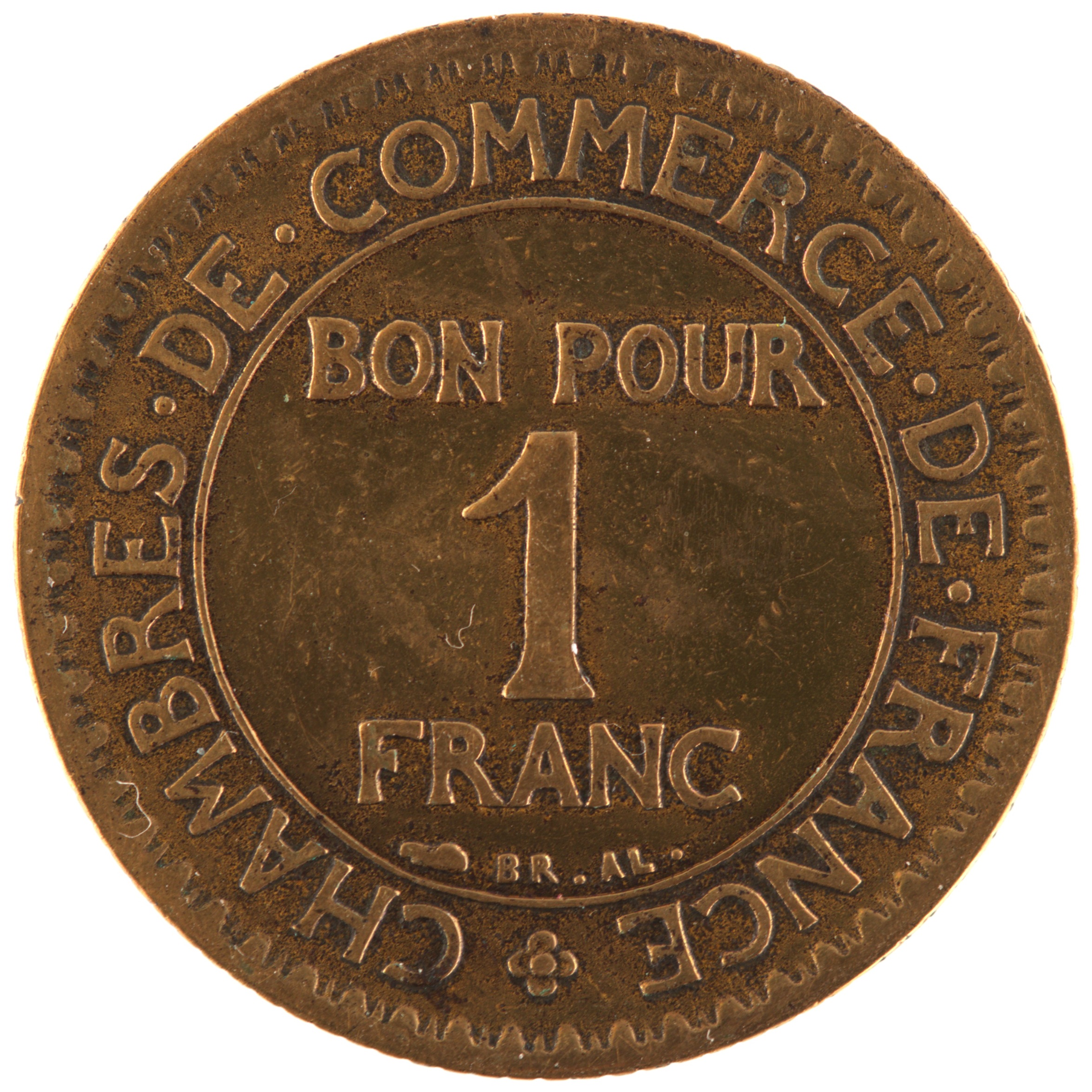 France - Pièce Bon pour 1 Franc 1922 bronze-aluminium - Chambres de Commerce – Image 2