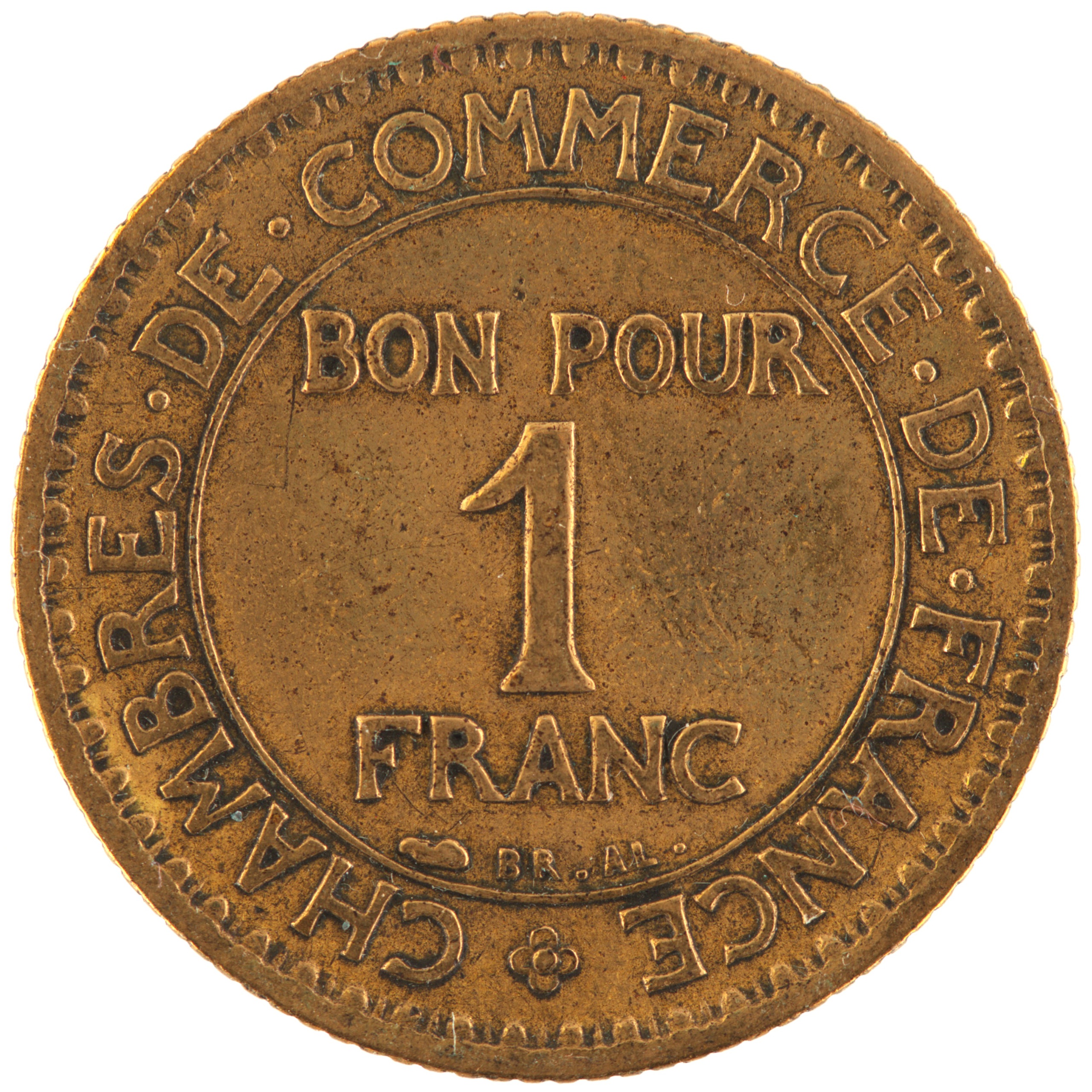 France - Pièce Bon pour 1 Franc 1924 bronze-aluminium - Chambres de Commerce – Image 2