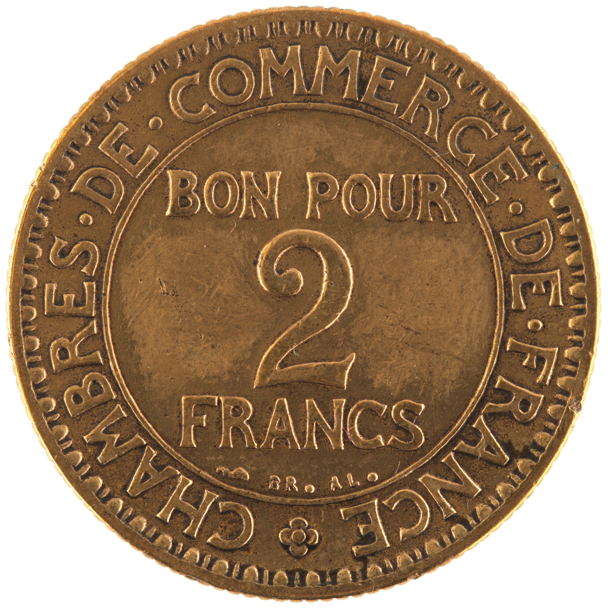France - Pièce Bon pour 2 Francs 1924 bronze-aluminium - Chambres de Commerce – Image 2