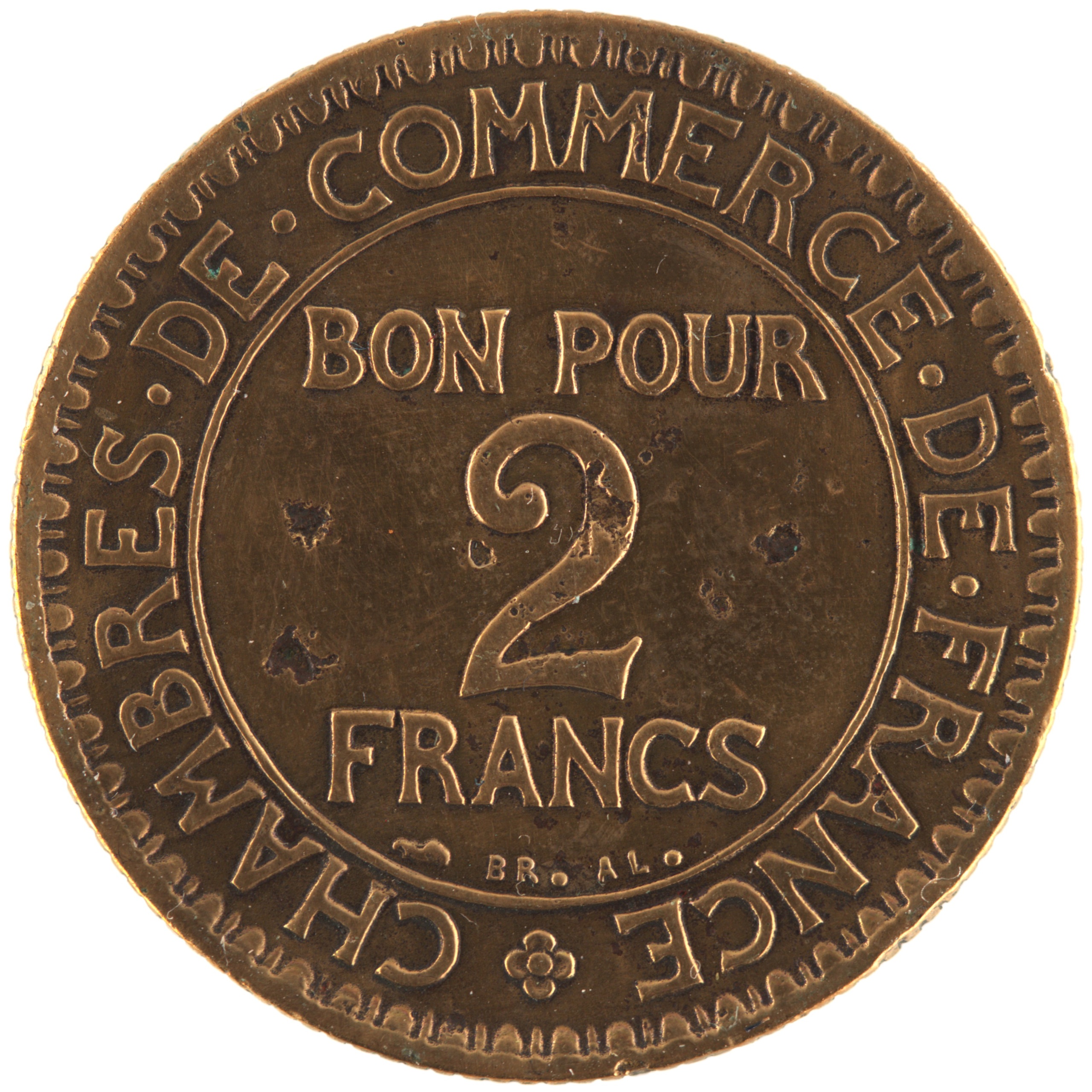 France - Pièce Bon pour 2 Francs 1925 bronze-aluminium - Chambres de Commerce – Image 2