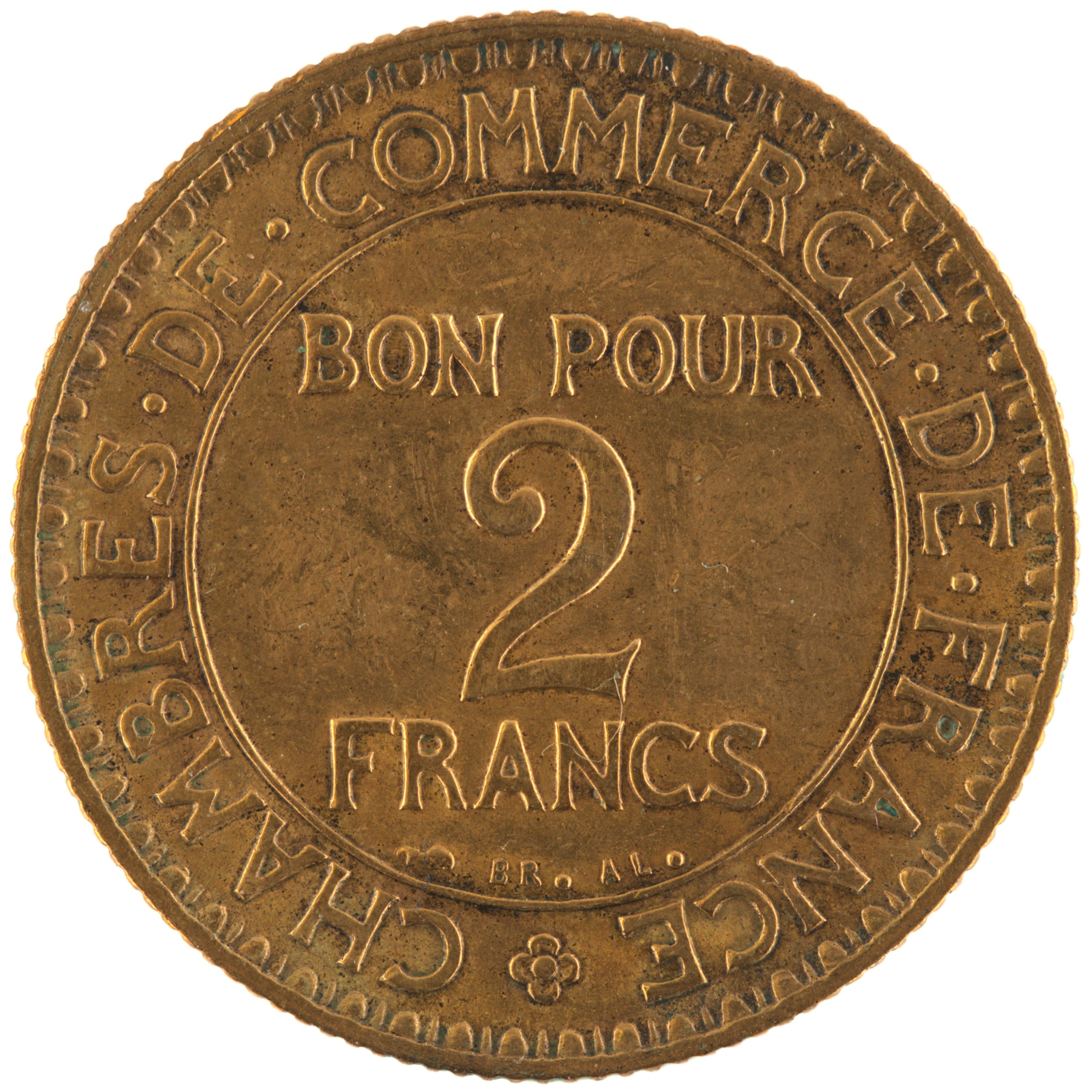 France - Pièce Bon pour 2 Francs 1925 bronze-aluminium - Chambres de Commerce – Image 2