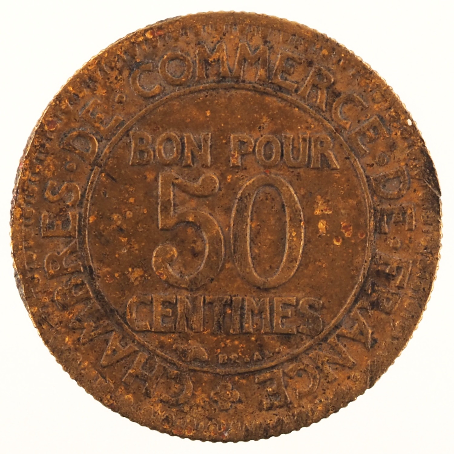 France - Pièce Bon pour 50 Centimes 1923 bronze-aluminium - Chambres de Commerce – Image 2