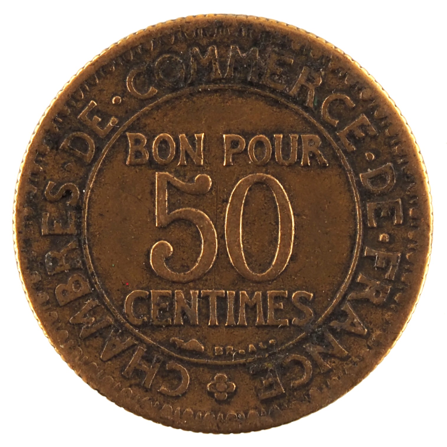 France - Pièce Bon pour 50 Centimes 1924 bronze-aluminium - Chambres de Commerce – Image 2