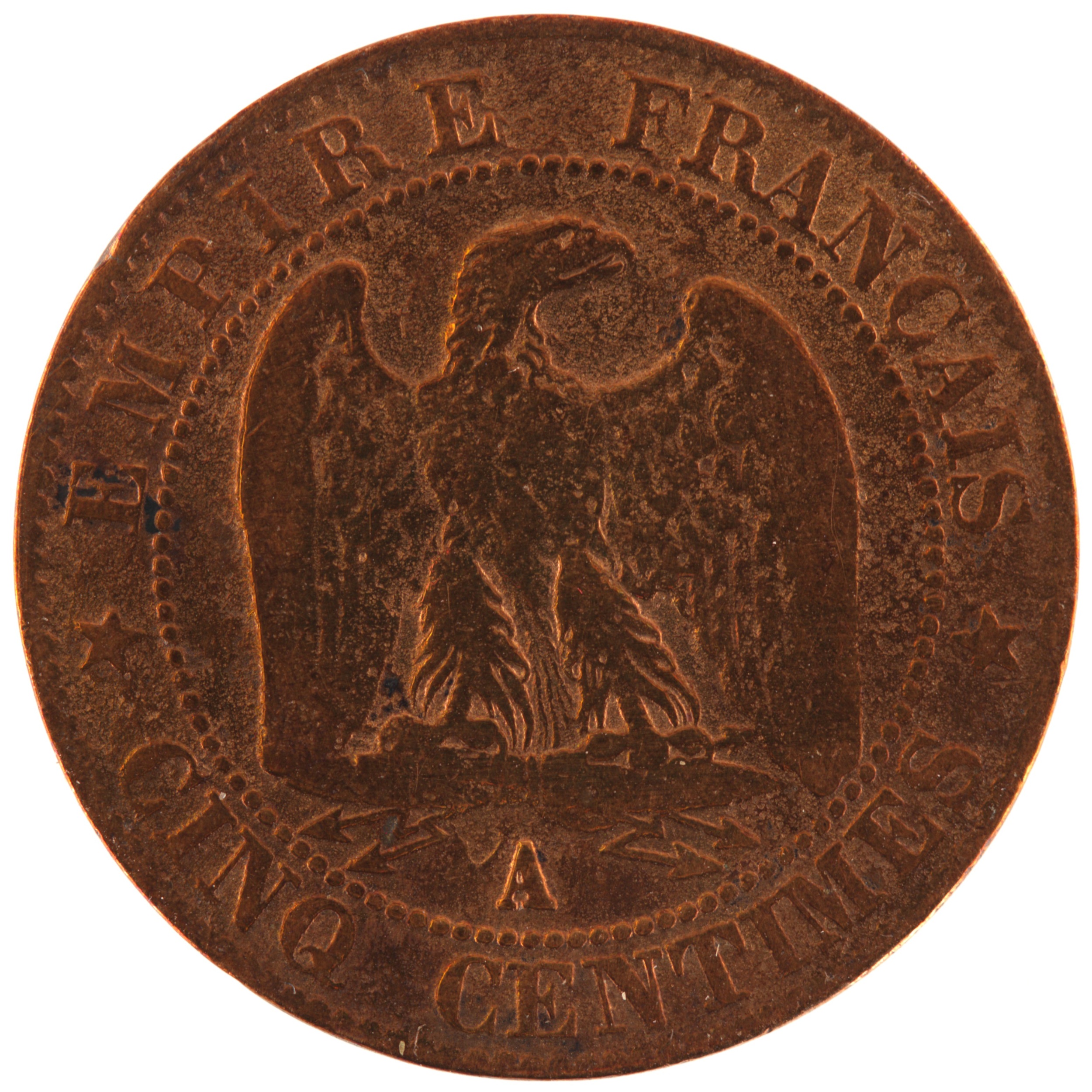 France - Pièce Cinq Centimes 1856 A bronze - Napoléon III, tête nue – Image 2