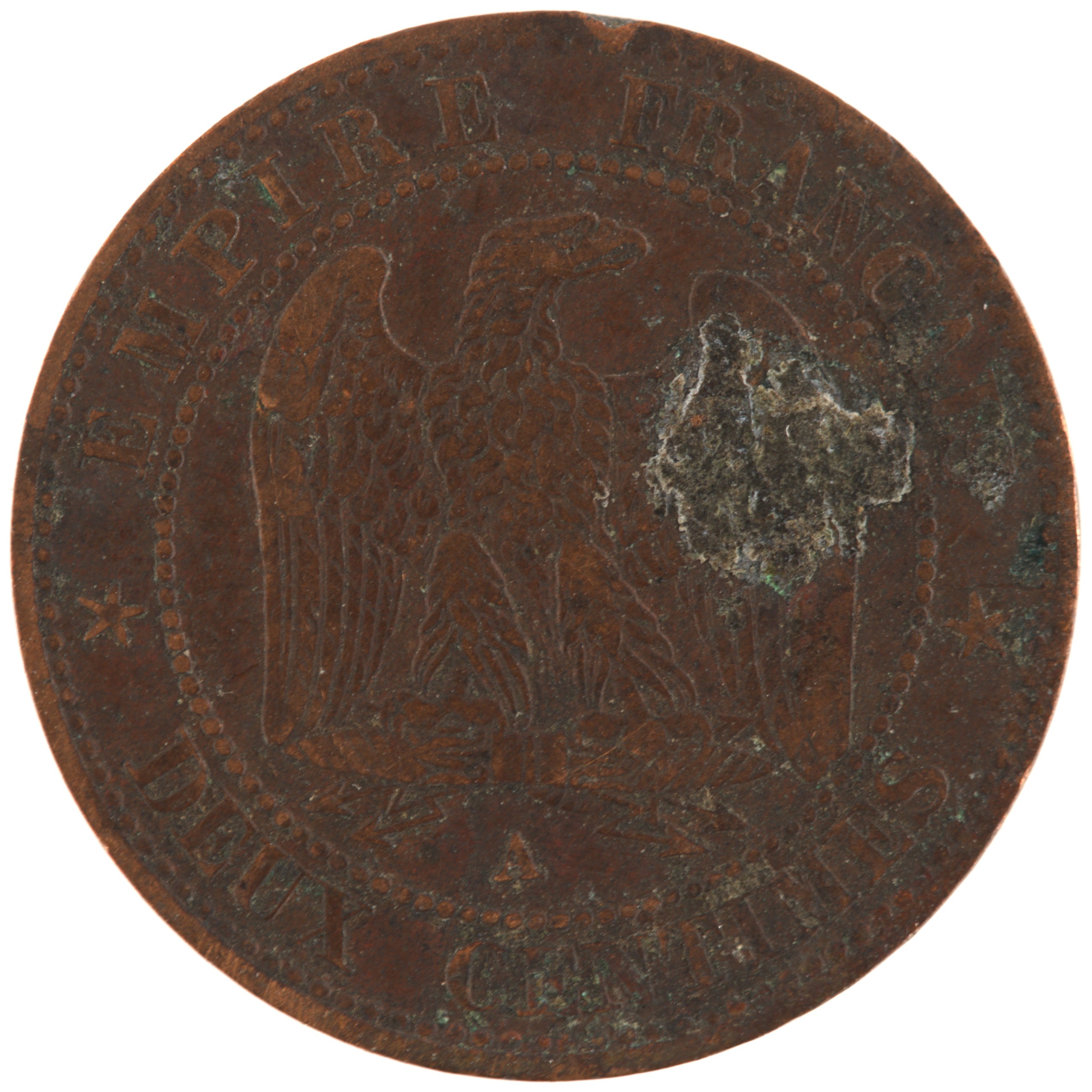 France - Pièce Deux Centimes 1855 A bronze - Napoléon III, tête nue (levrette et main) – Image 2