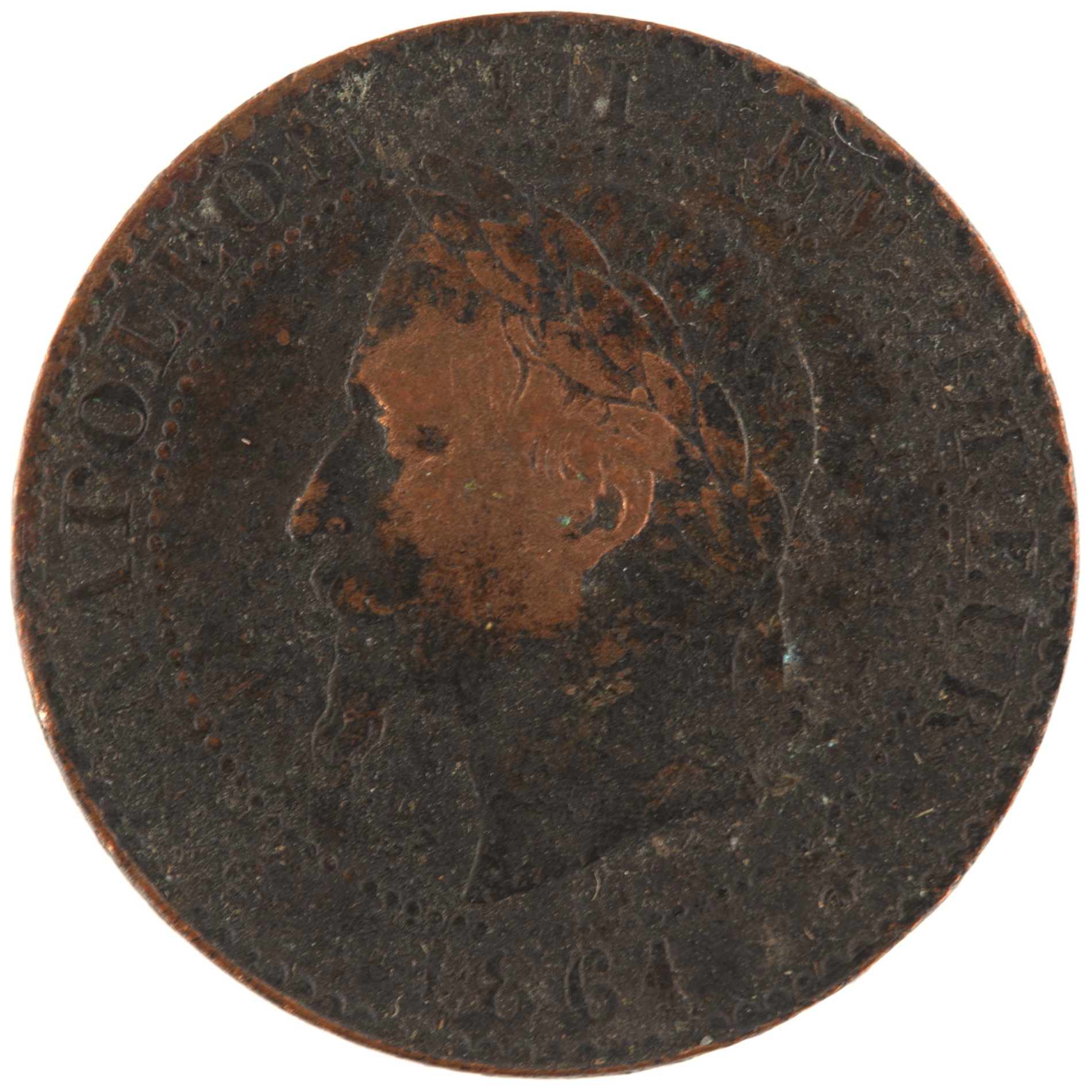 France - Pièce Deux Centimes 1861 A bronze - Napoléon III, tête laurée, buste provisoire