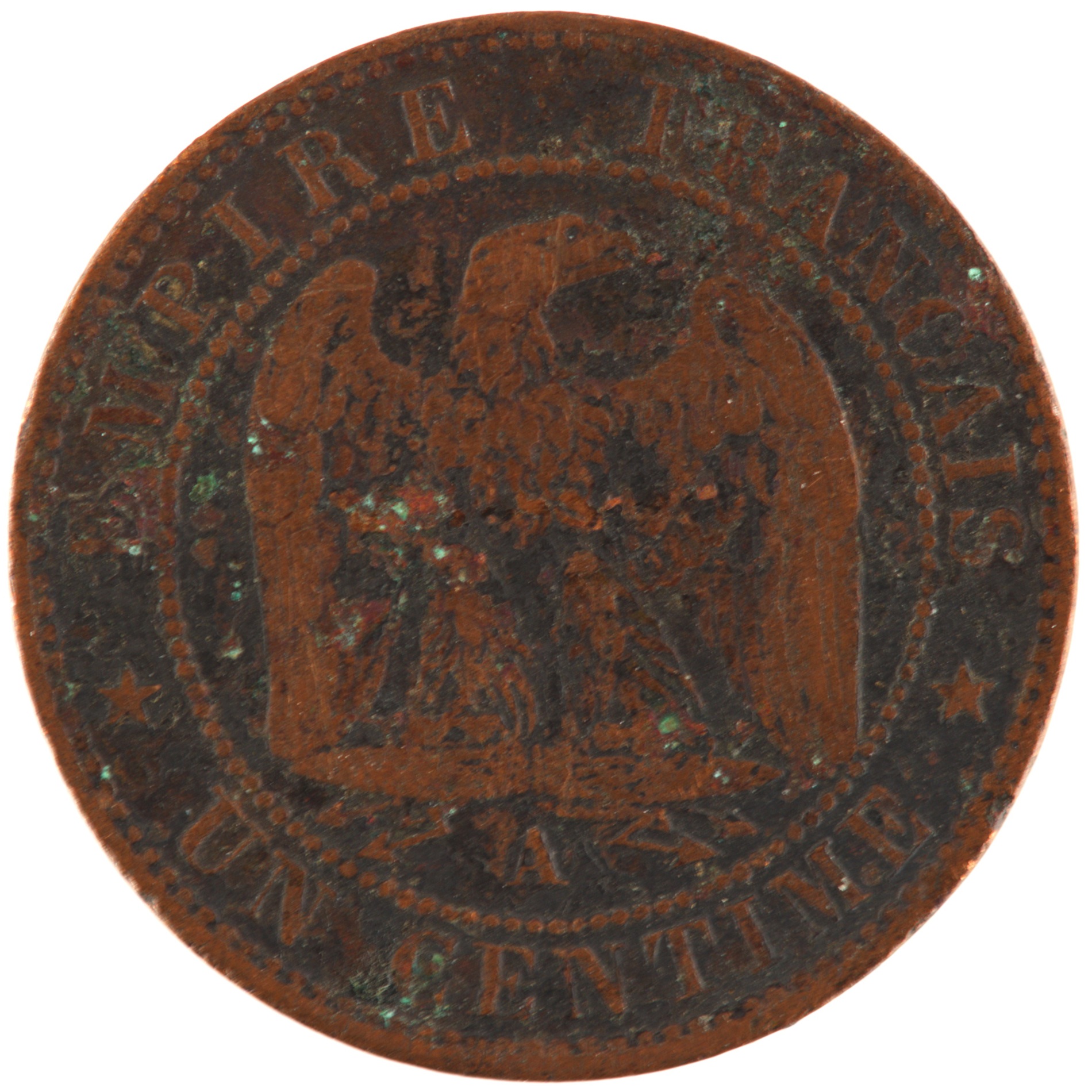 France - Pièce Un Centime 1862 A bronze - Napoléon III, tête laurée – Image 2