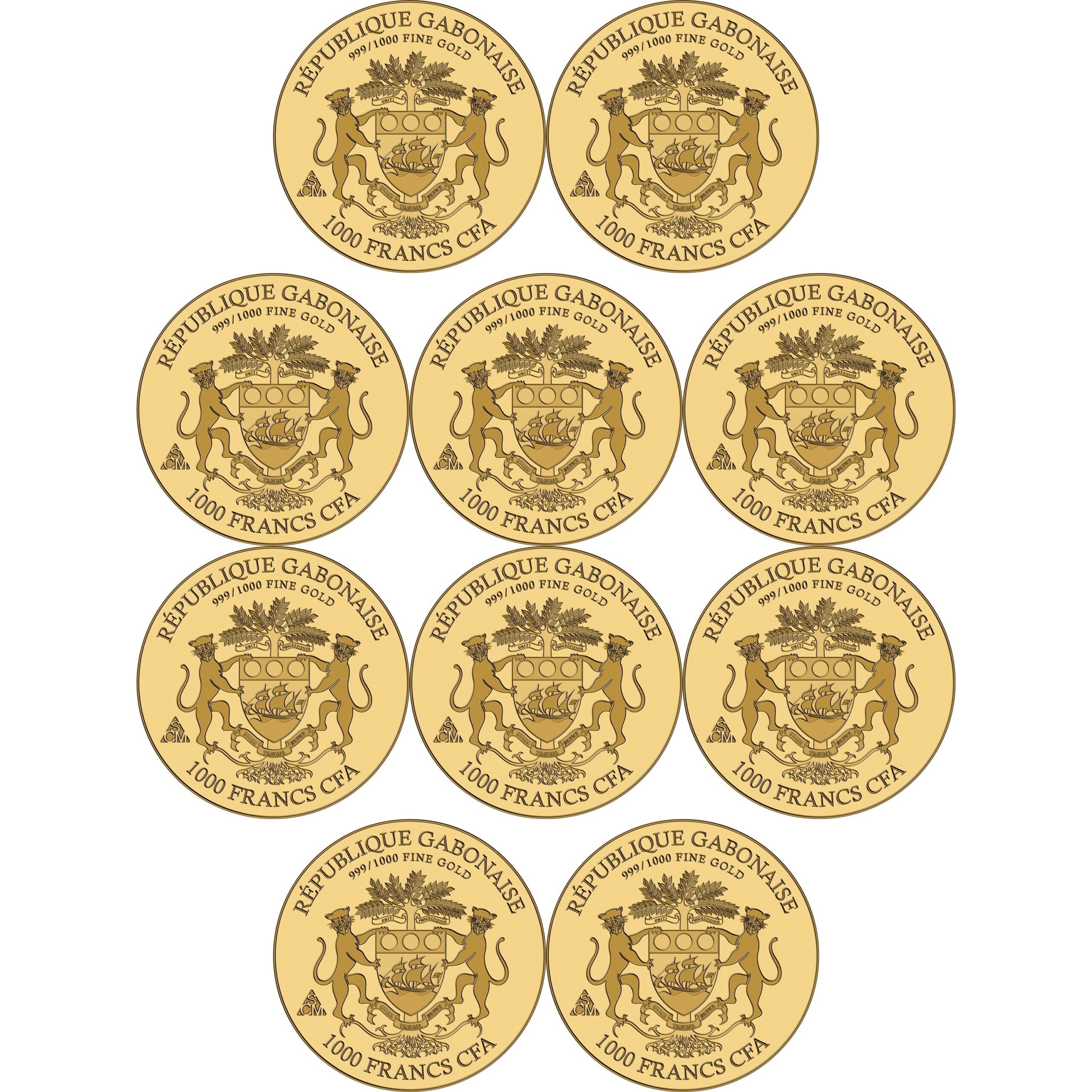 Gabon - Coffret Francs CFA or - Les plus intéressants hippocampes – Image 3