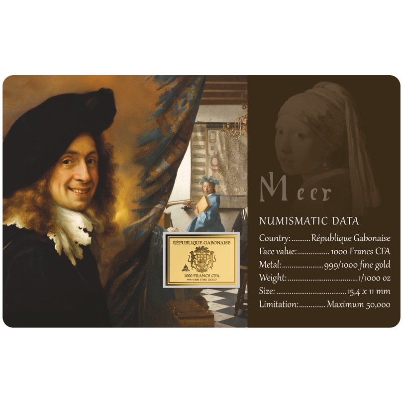 Gabon - Pièce 1000 Francs CFA or - Johannes Vermeer – Image 2