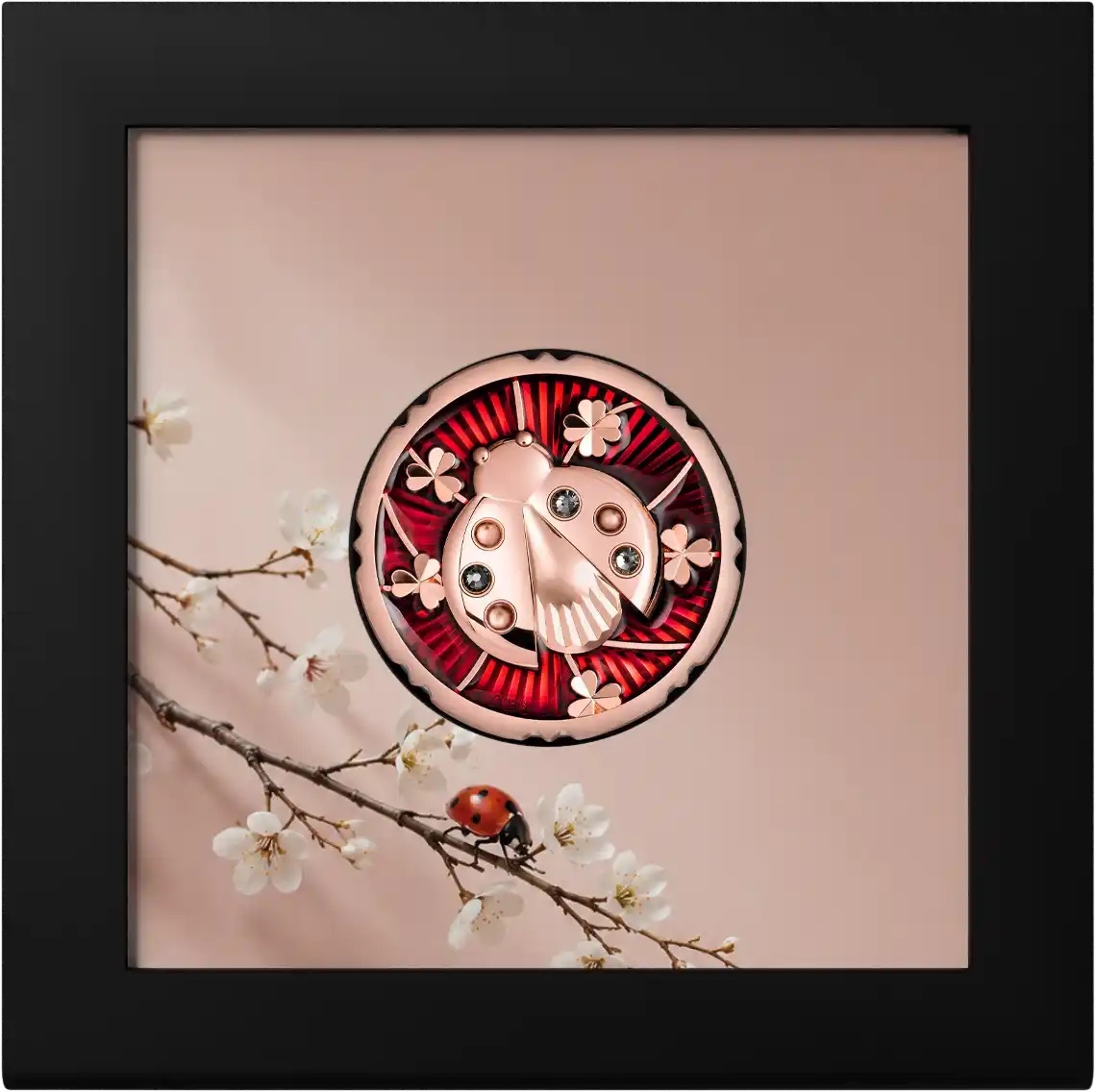 Iles Cook - Pièce 5 Dollars 2026 argent plaqué or rouge BE - Coccinelle – Image 3