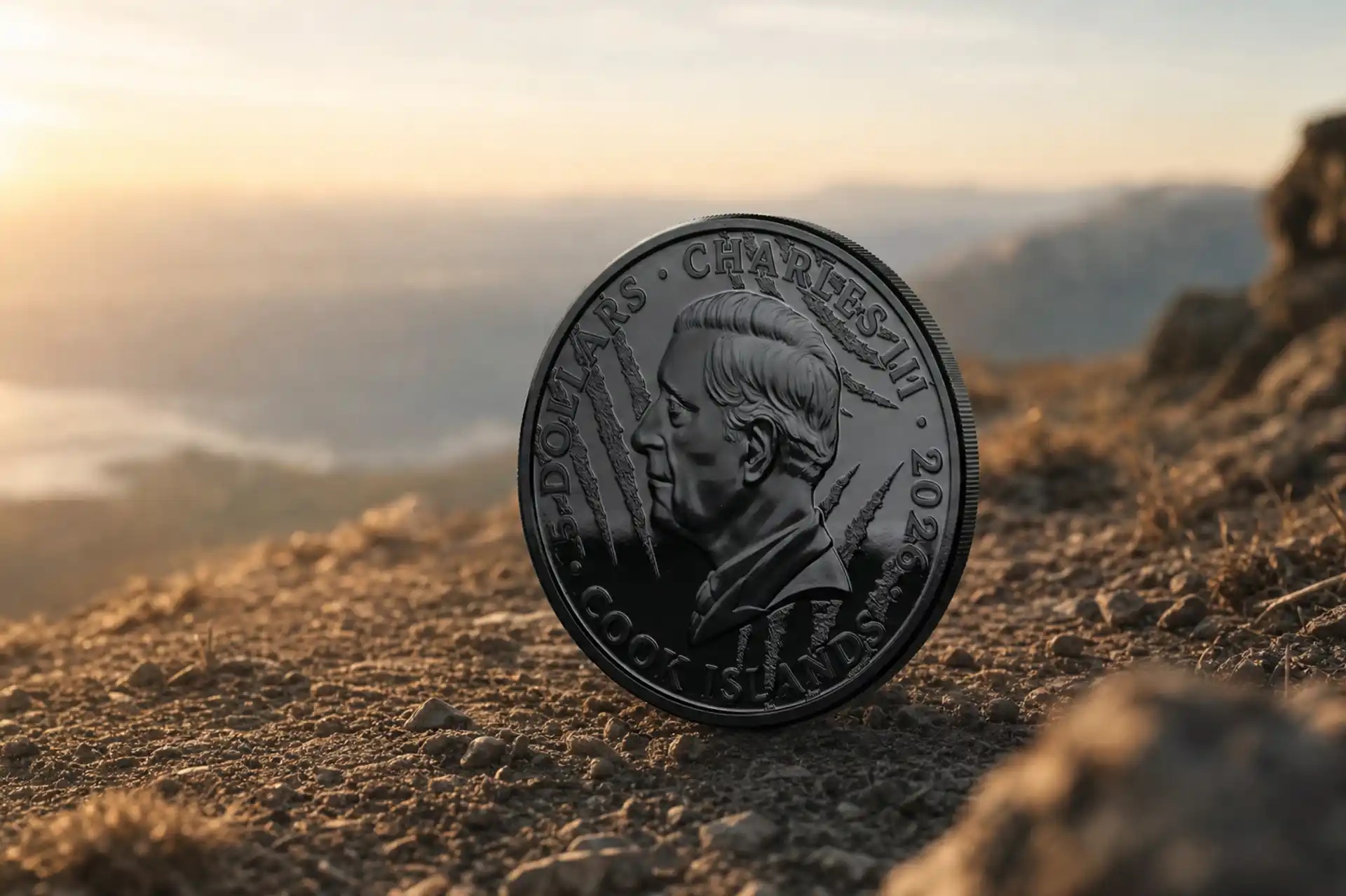 Iles Cook - Pièce 5 Dollars 2026 argent Noir obsidienne - Lion – Image 5