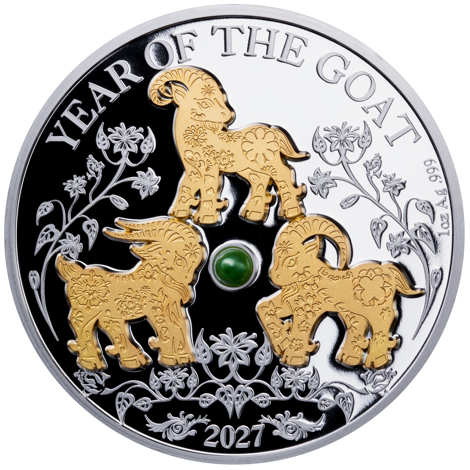 Iles Salomon - Pièce 5 Dollars 2027 1 once argent BE - Année lunaire de la Chèvre – Image 7