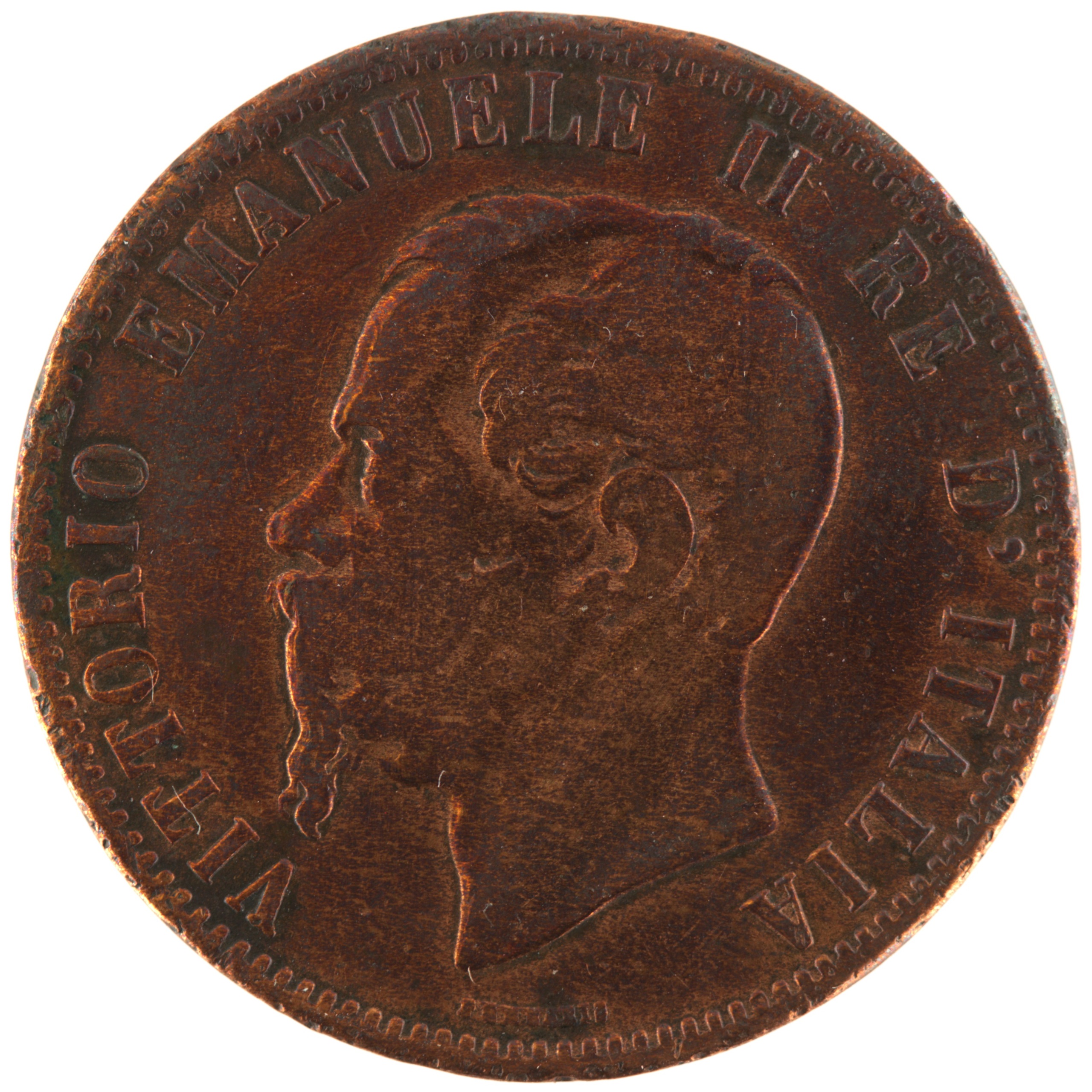Italie - Pièce 10 Centesimi 1867 H cuivre - Victor-Emmanuel II – Image 2