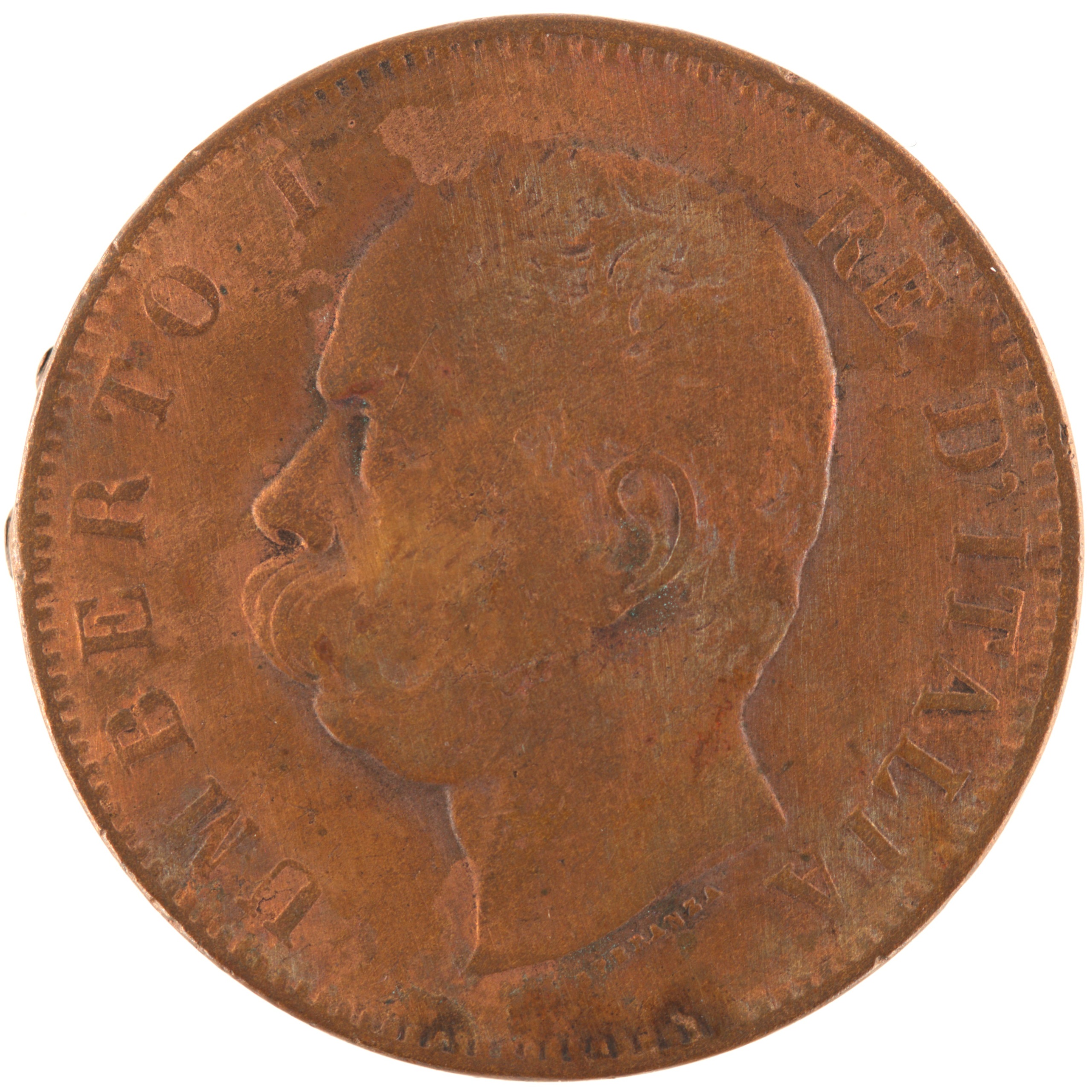 Italie - Pièce 10 Centesimi 1893 R cuivre - Humbert Ier – Image 2