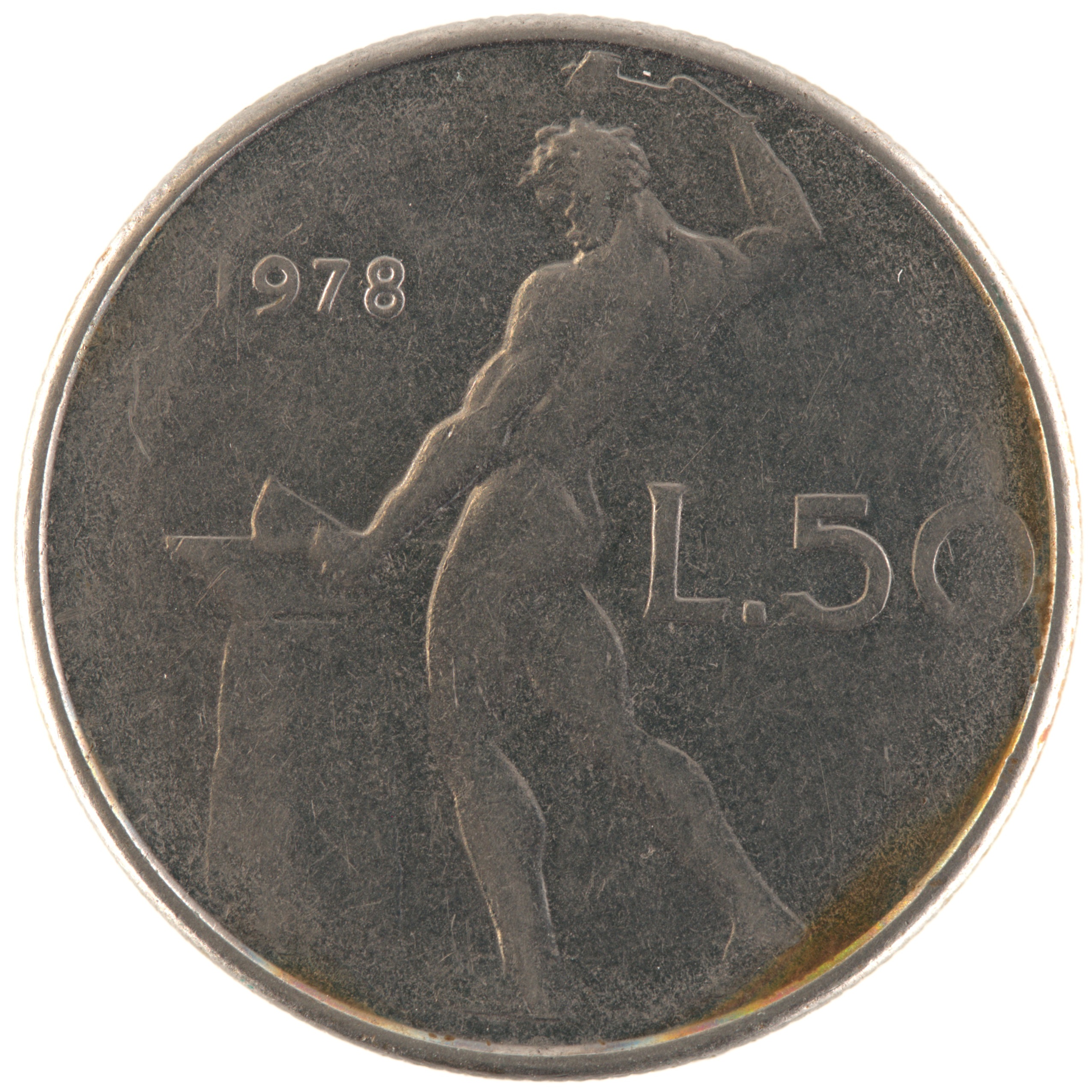 Italie - Pièce 50 Lire 1978 R acmonital - République Italienne / Vulcain, grand module