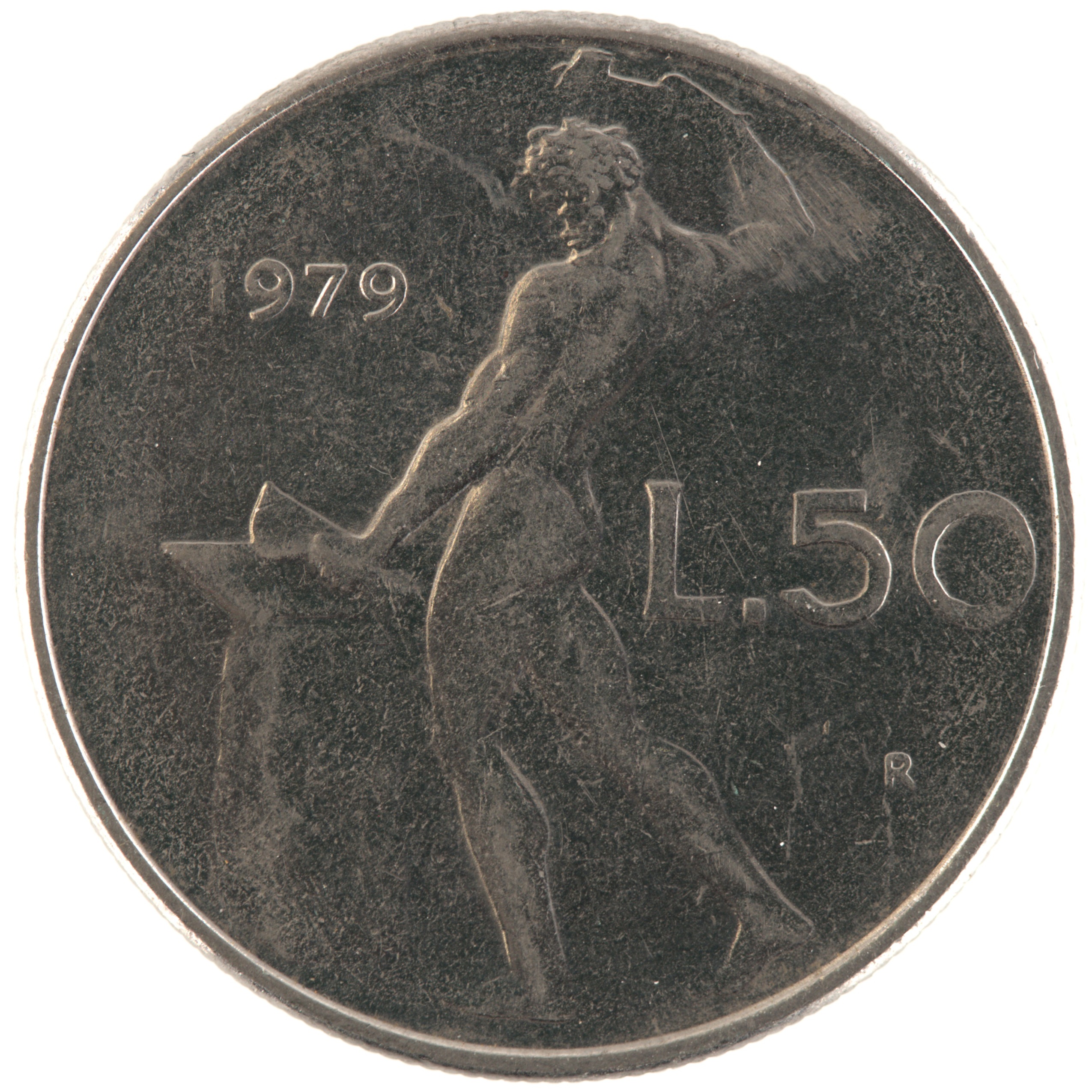 Italie - Pièce 50 Lire 1979 R acmonital - République Italienne / Vulcain, grand module