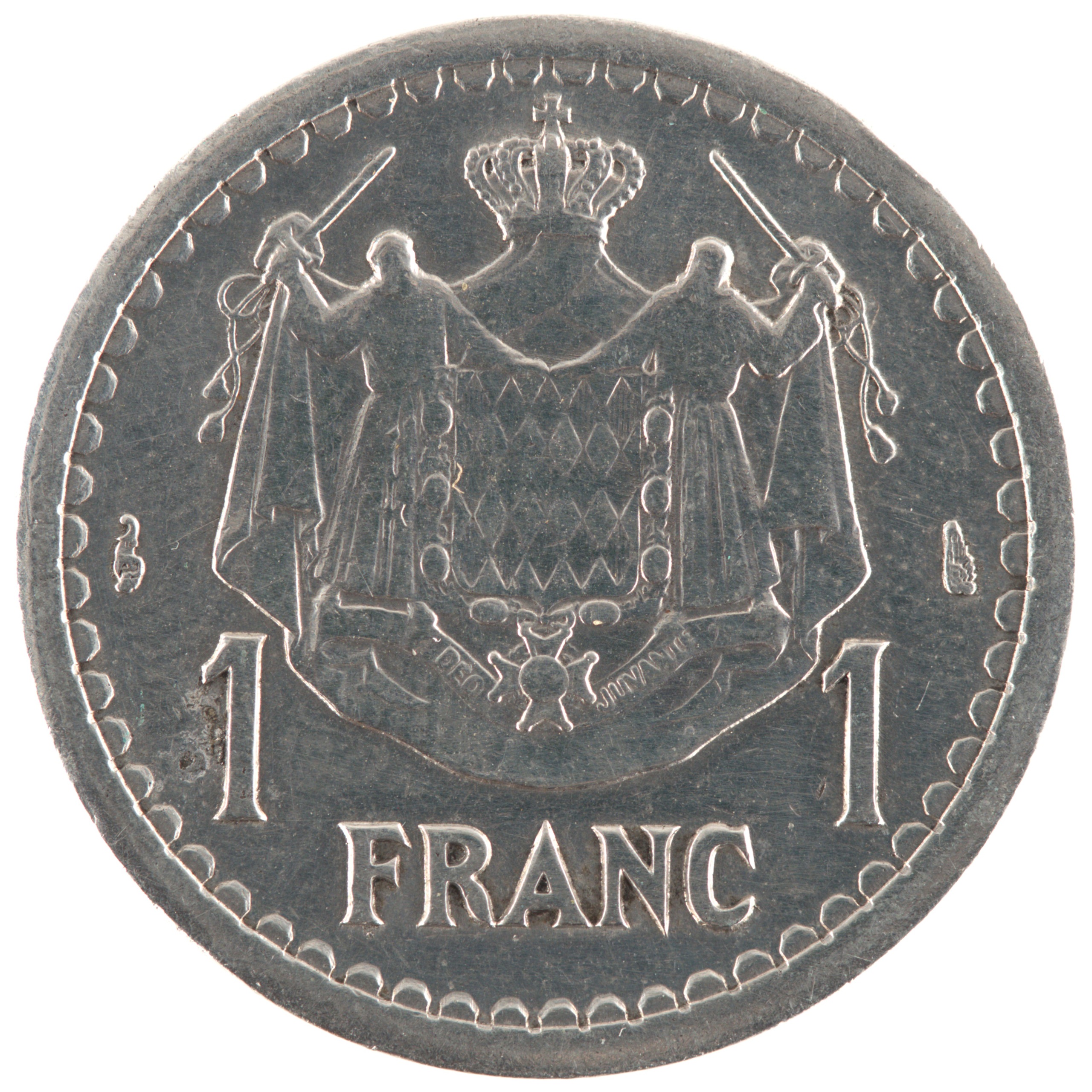 Monaco - Pièce 1 Franc 1943 aluminium - Louis II / Armoiries