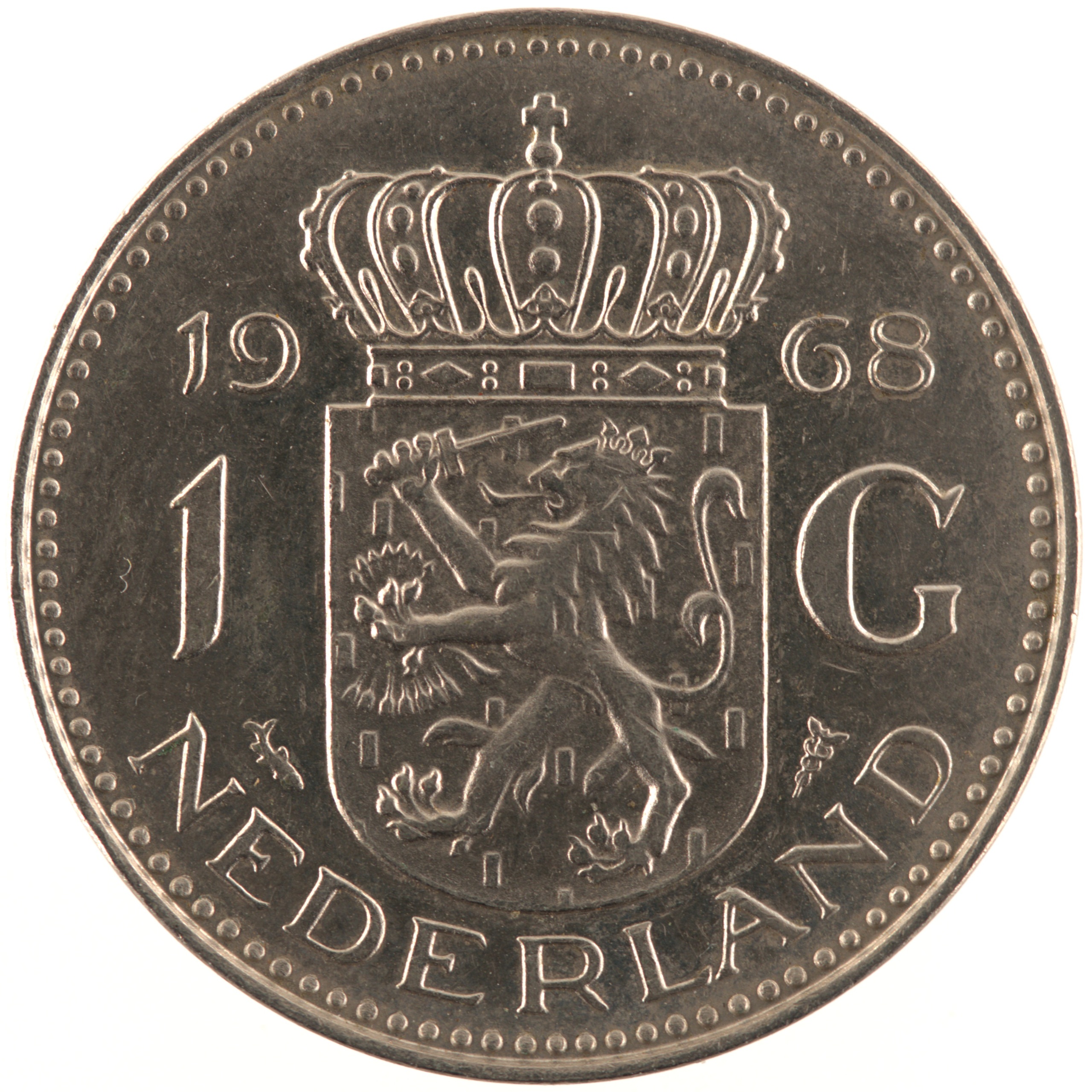Pays-Bas - Pièce 1 Gulden 1968 nickel - Juliana
