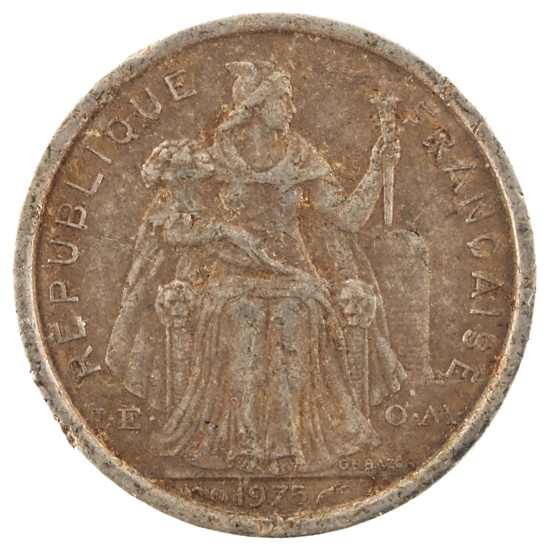 Polynésie française - Pièce 1 Franc 1975 aluminium-magnésium - Minerve / Paysage maritime