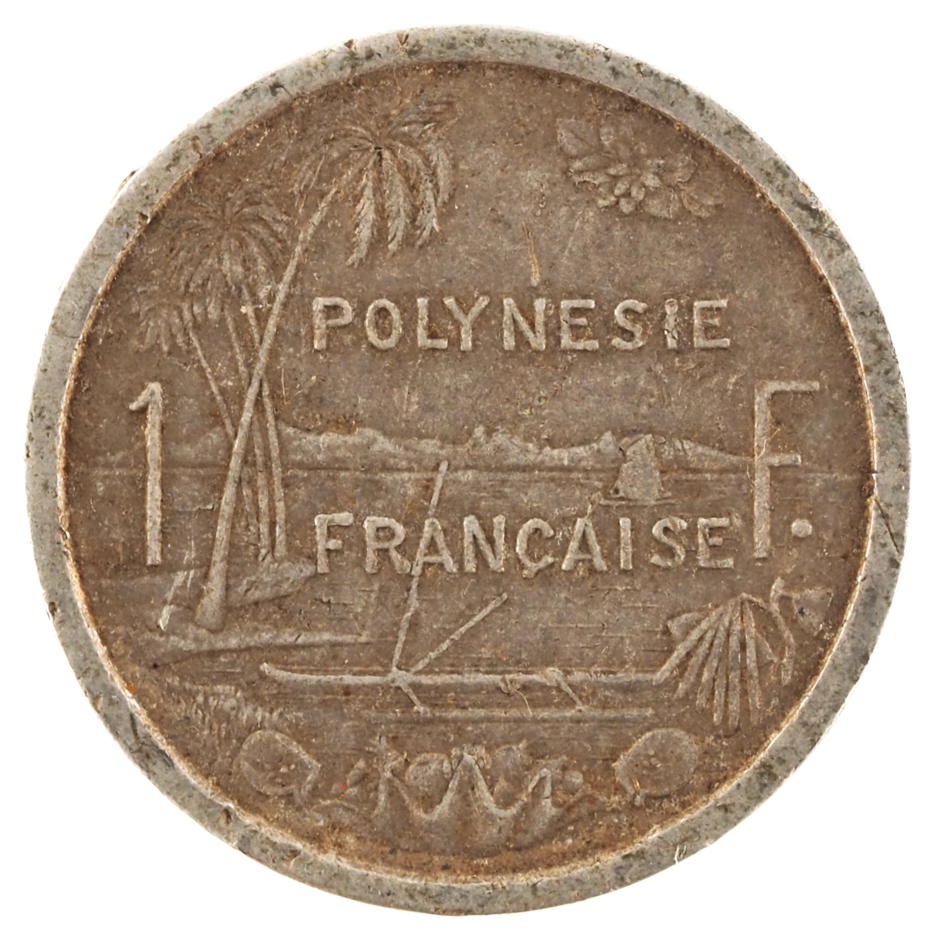 Polynésie française - Pièce 1 Franc 1975 aluminium-magnésium - Minerve / Paysage maritime – Image 2