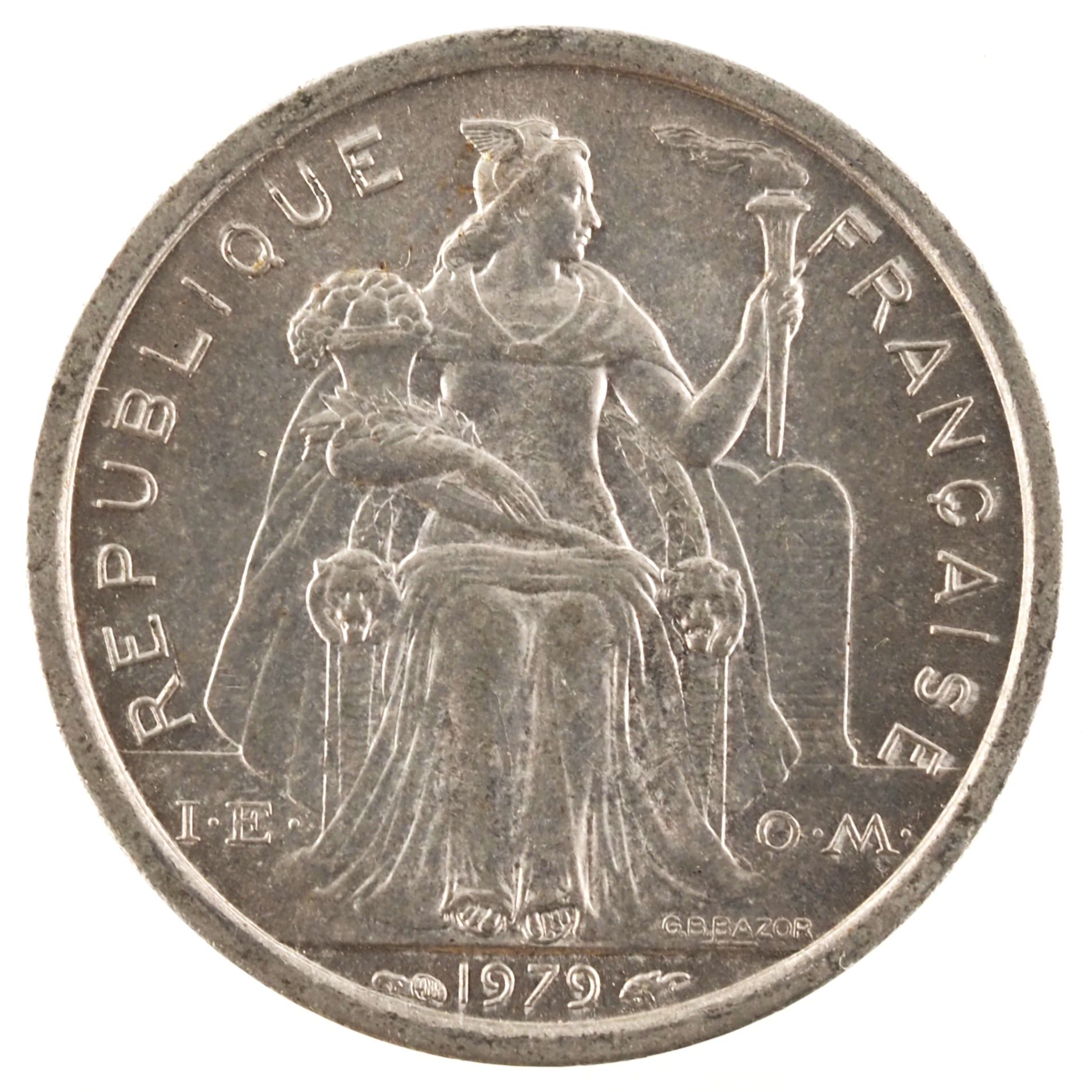Polynésie française - Pièce 1 Franc 1979 aluminium-magnésium - Minerve / Paysage maritime