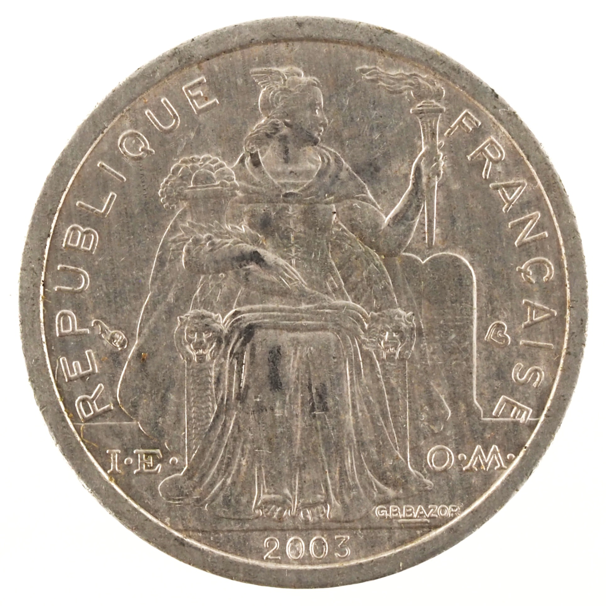 Polynésie française - Pièce 1 Franc 2003 aluminium-magnésium - Minerve / Paysage maritime