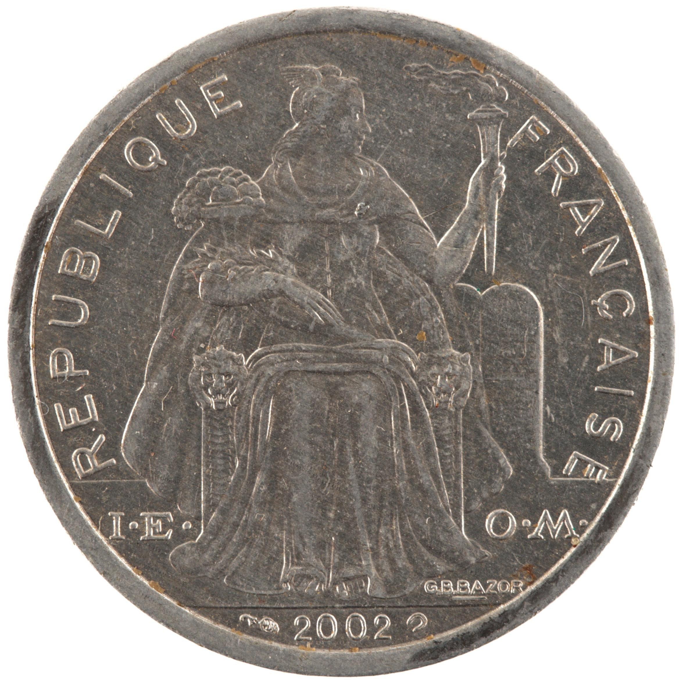 Polynésie française - Pièce 2 Francs 2002 aluminium-magnésium - Minerve / Paysage maritime