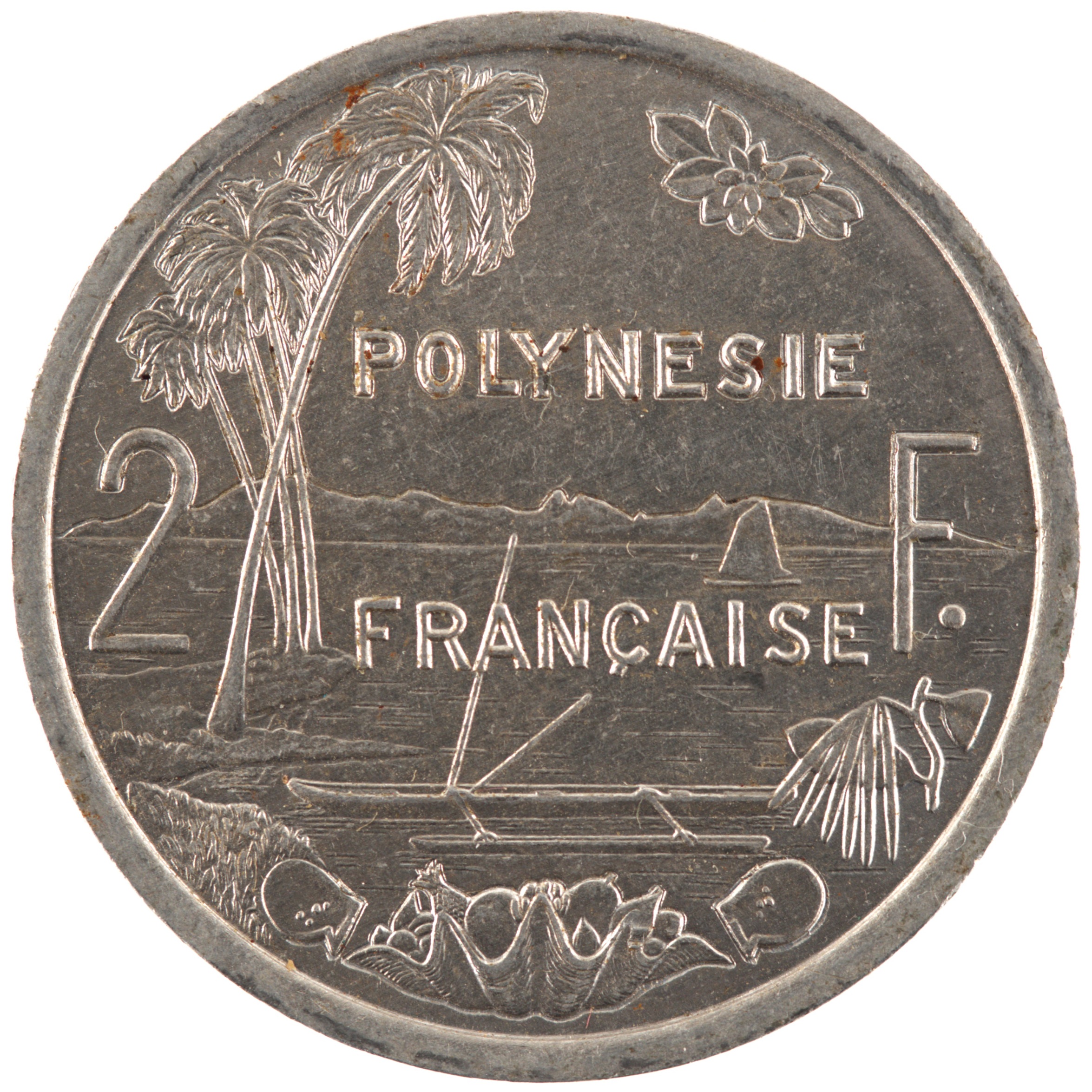 Polynésie française - Pièce 2 Francs 2002 aluminium-magnésium - Minerve / Paysage maritime – Image 2