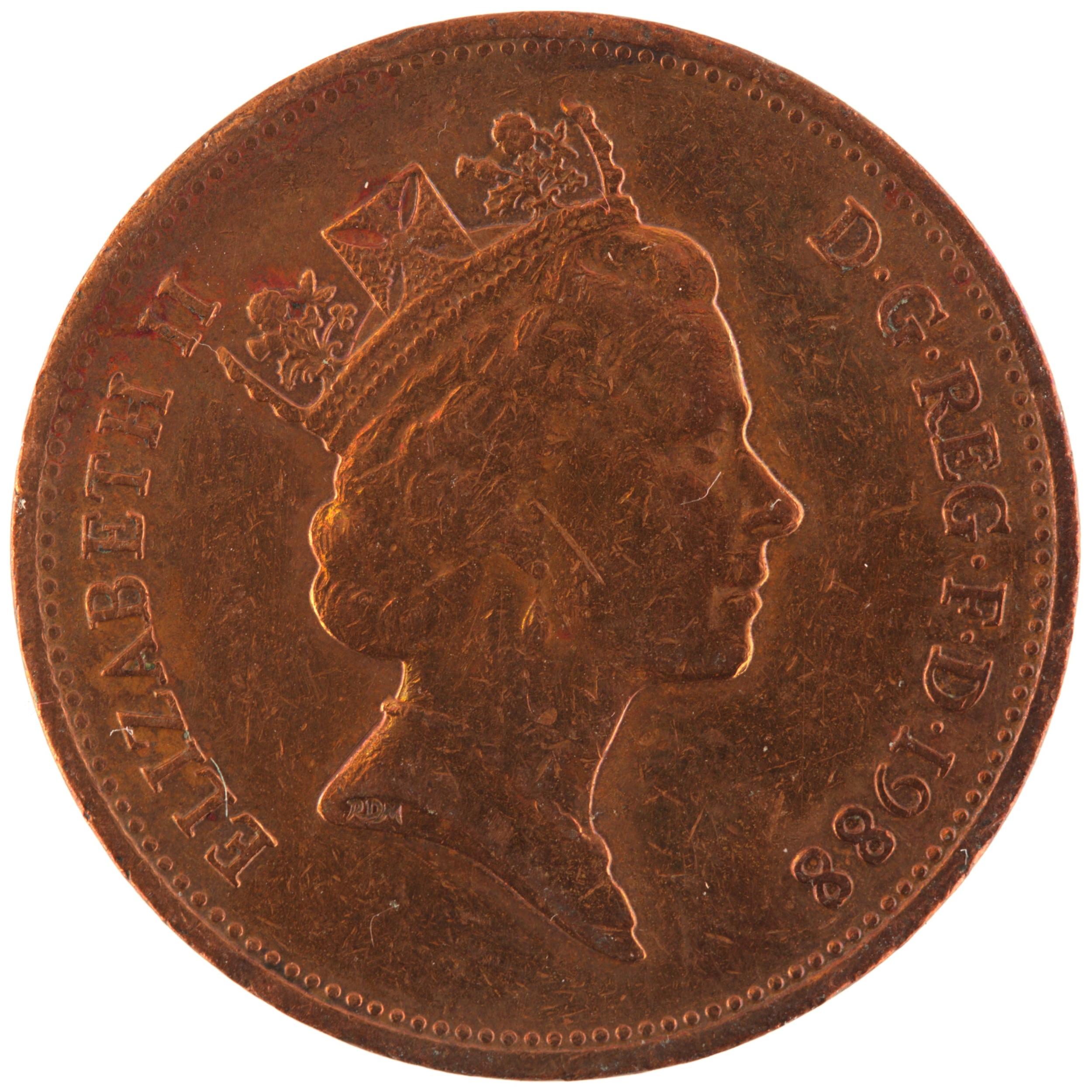 Royaume-Uni - Pièce 2 Pence 1988 bronze - Elisabeth II / Plumes d'autruche dans une couronne