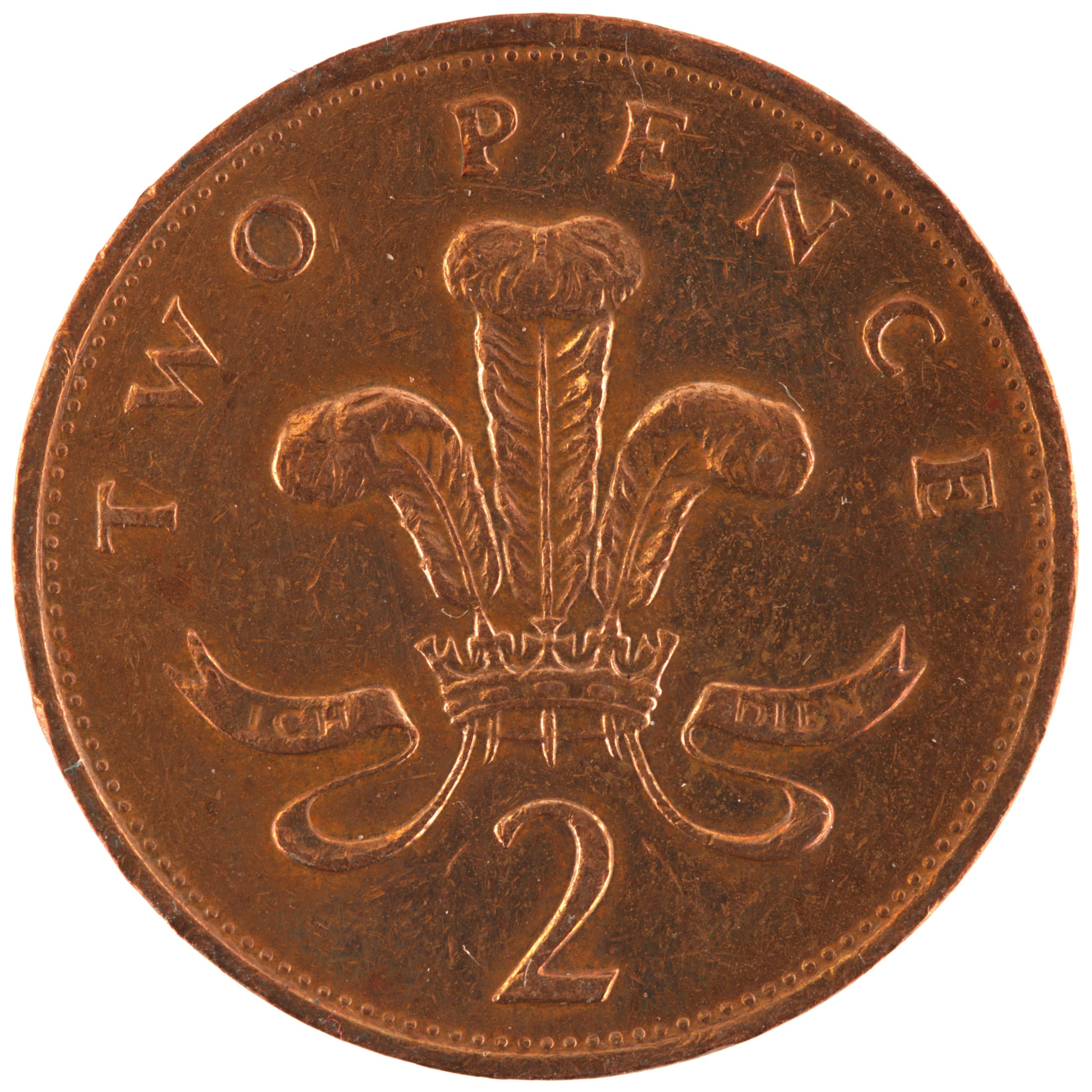 Royaume-Uni - Pièce 2 Pence 1988 bronze - Elisabeth II / Plumes d'autruche dans une couronne – Image 2