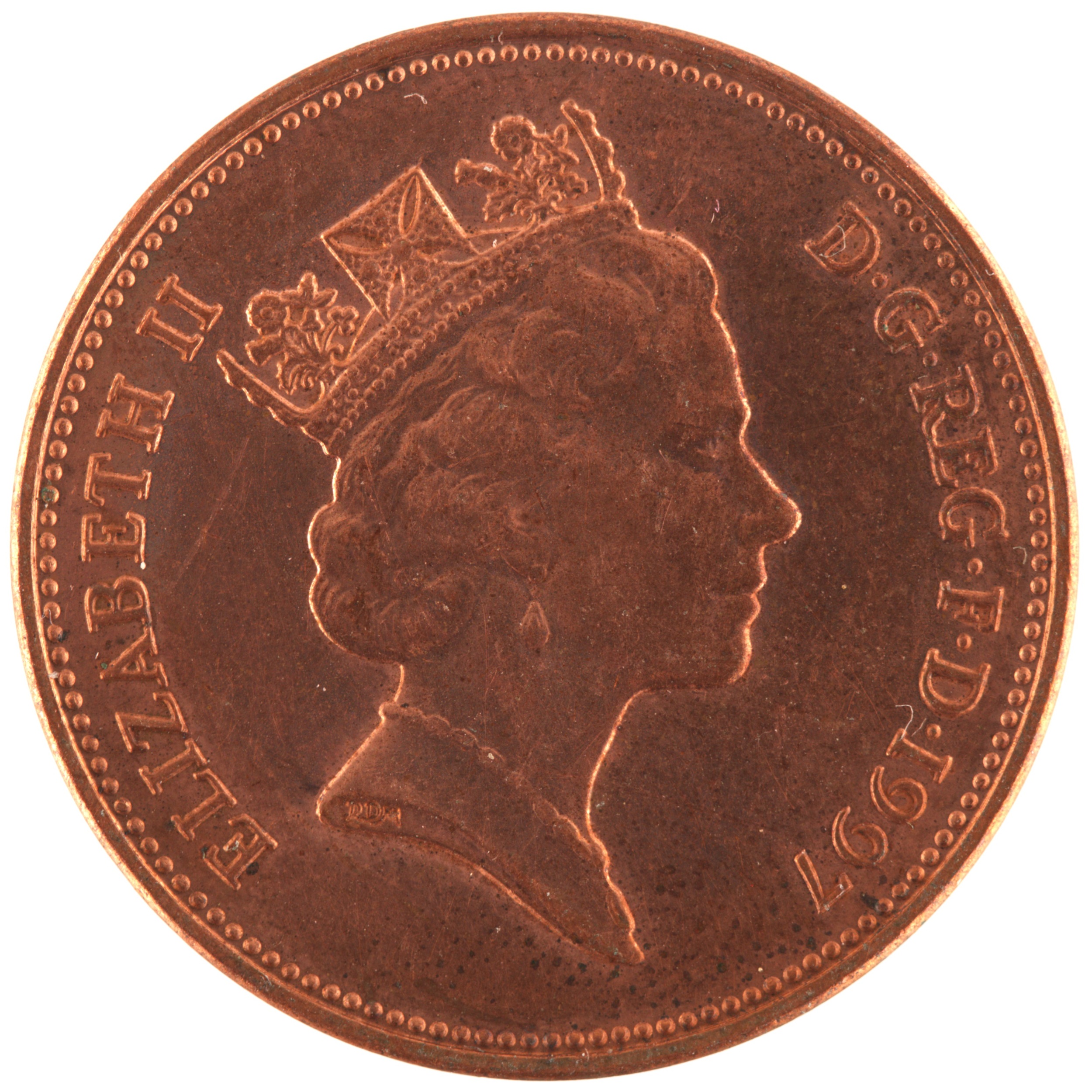 Royaume-Uni - Pièce 2 Pence 1997 acier plaqué cuivre - Elisabeth II / Plumes d'autruche dans une couronne