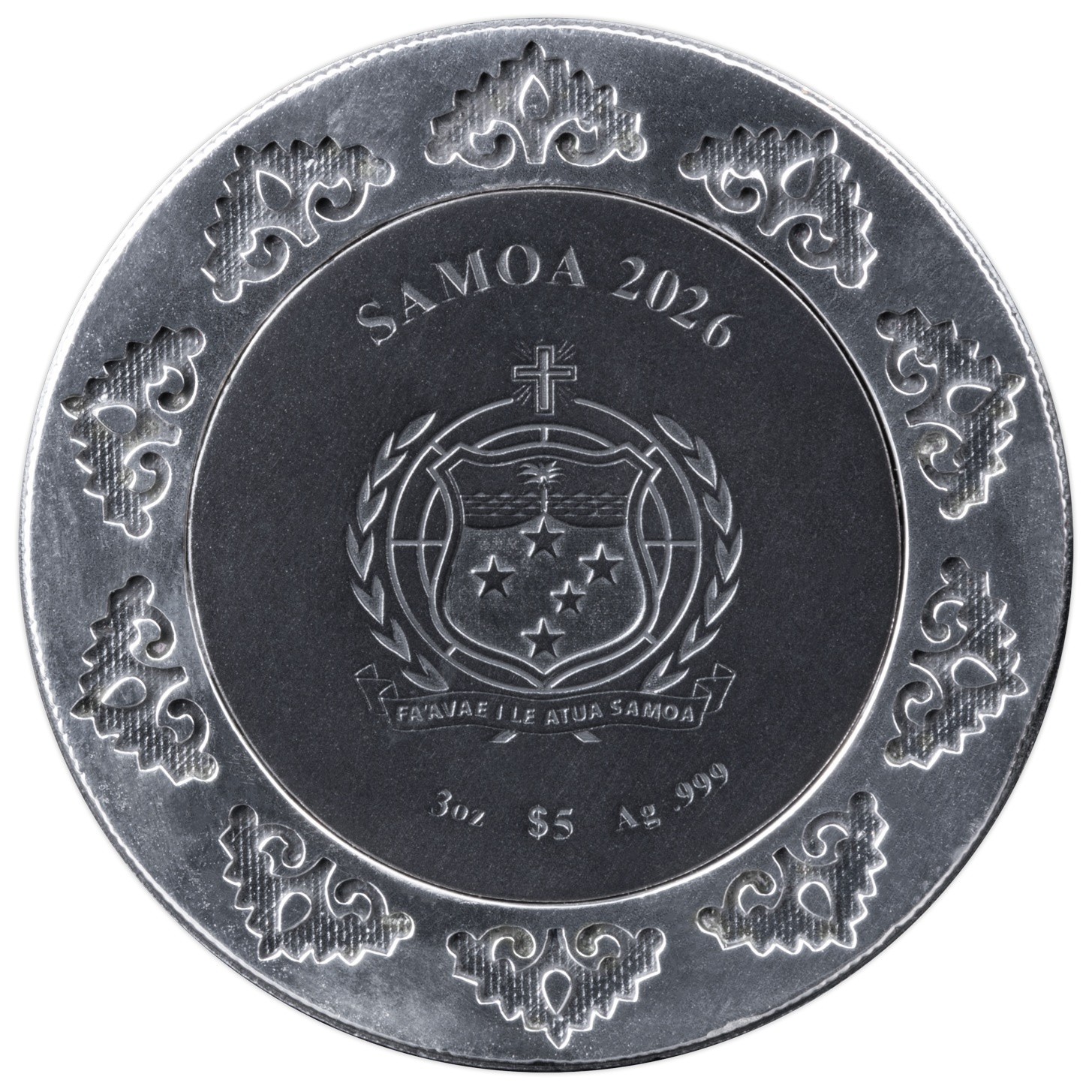 Samoa - Pièce 5 Dollars 2026 3 onces argent Antique - Arbre de vie – Image 2