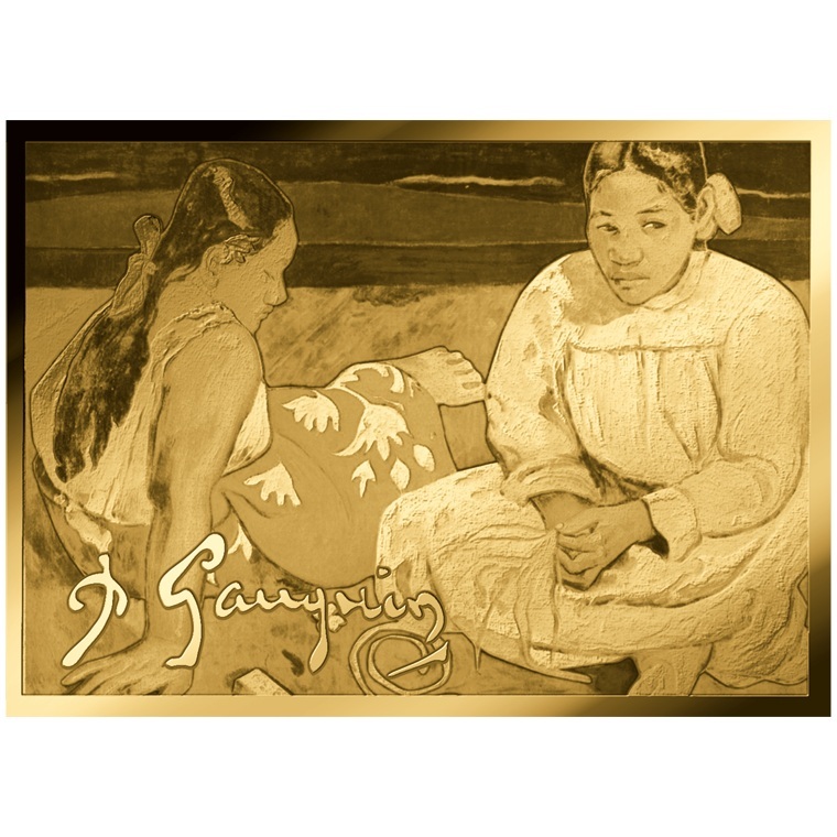 Tchad - Pièce 3000 Francs CFA or - Femmes de Tahiti, de Paul Gauguin – Image 3