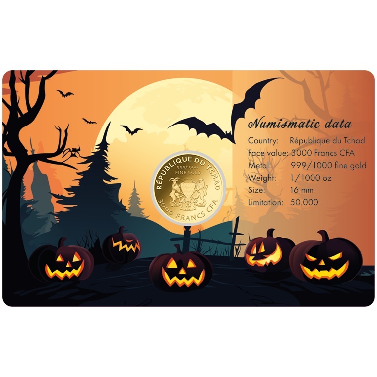 Tchad - Pièce 3000 Francs CFA or - Joyeux Halloween – Image 2