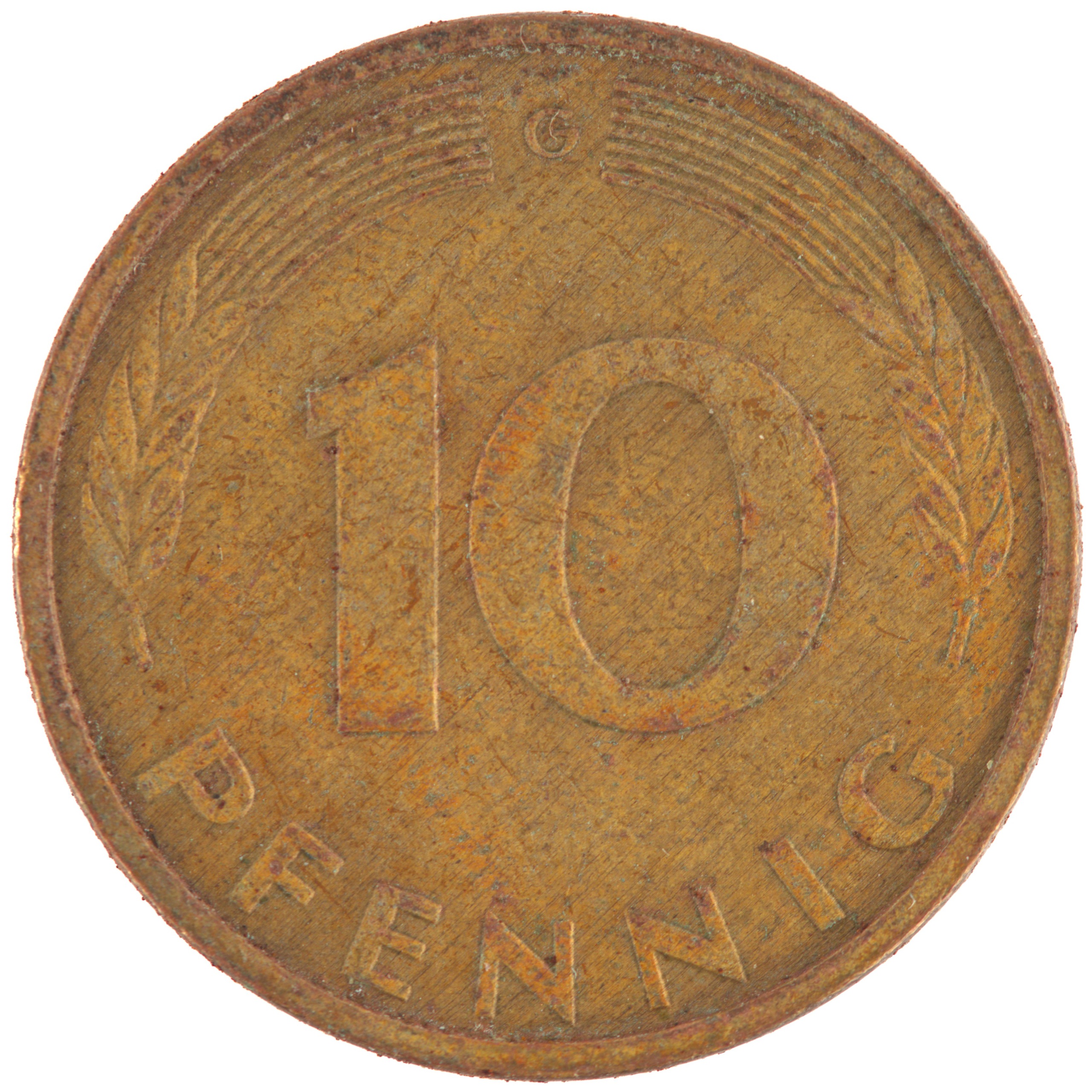 Allemagne - Pièce 10 Pfennig 1991 G acier plaqué laiton - Chêne / Epis – Image 2