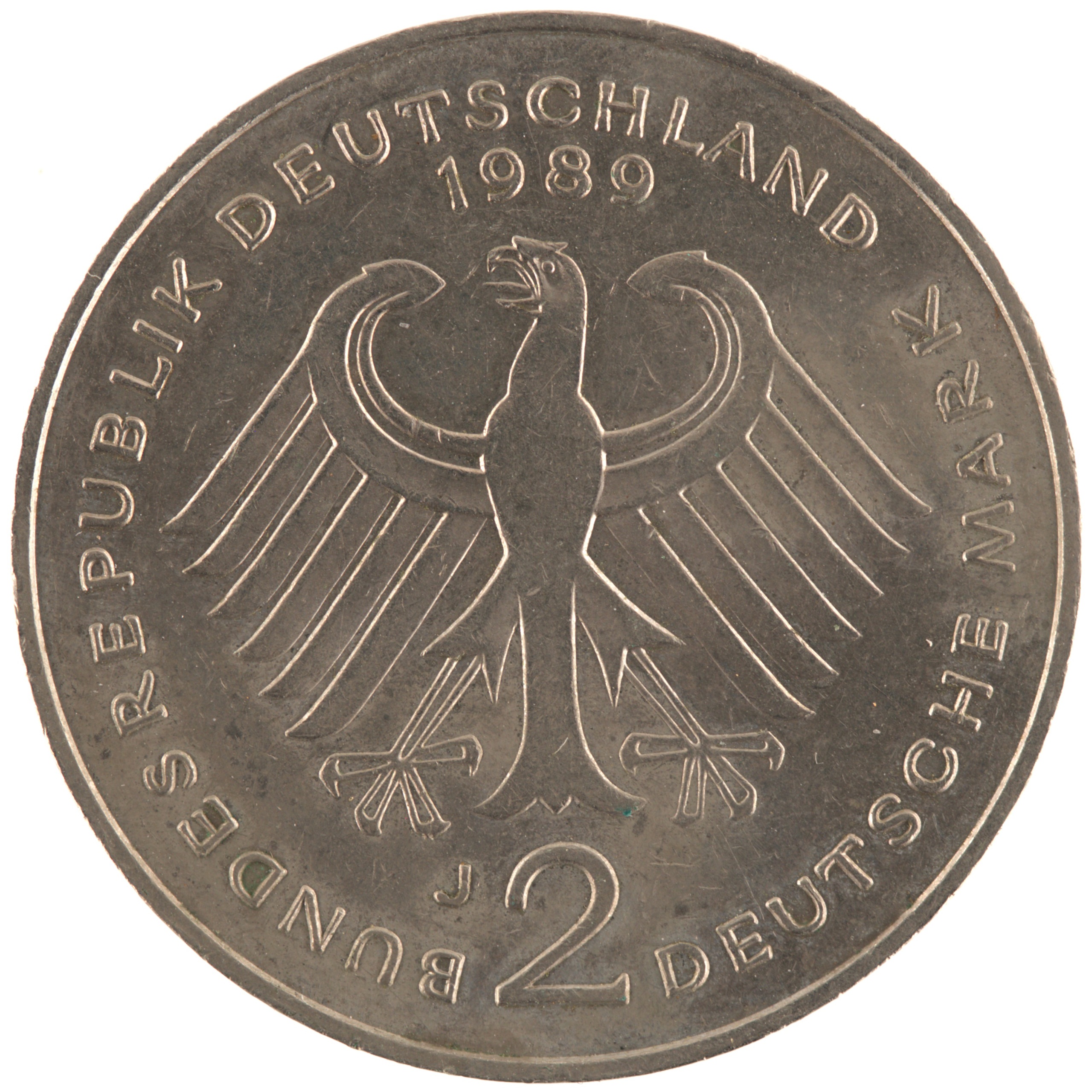 Allemagne - Pièce 2 Deutsche Mark 1989 J nickel plaqué cupro-nickel - Ludwig Erhard – Image 2