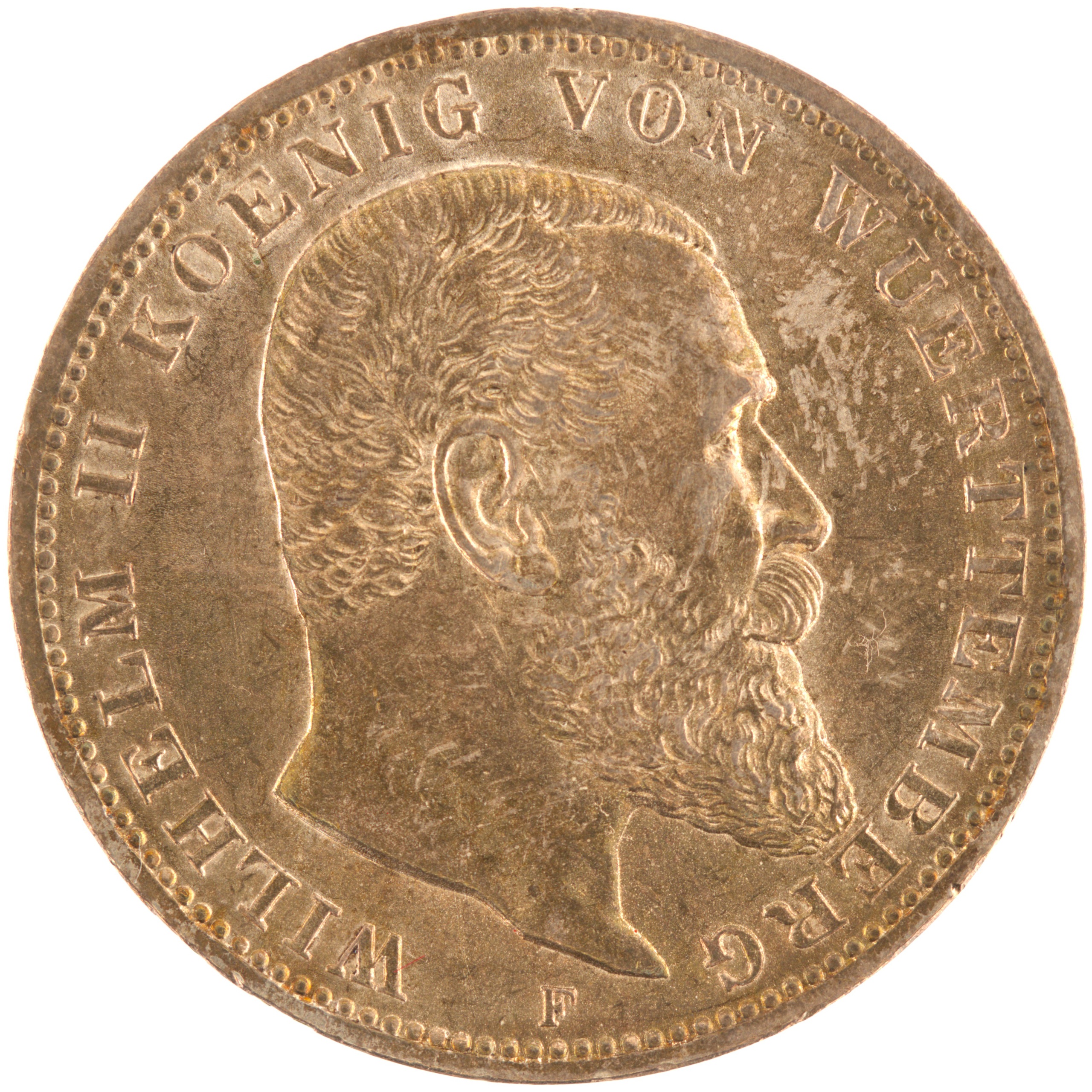 Allemagne - Pièce Drei Mark 1909 F argent - Guillaume II / Aigle héraldique – Image 2