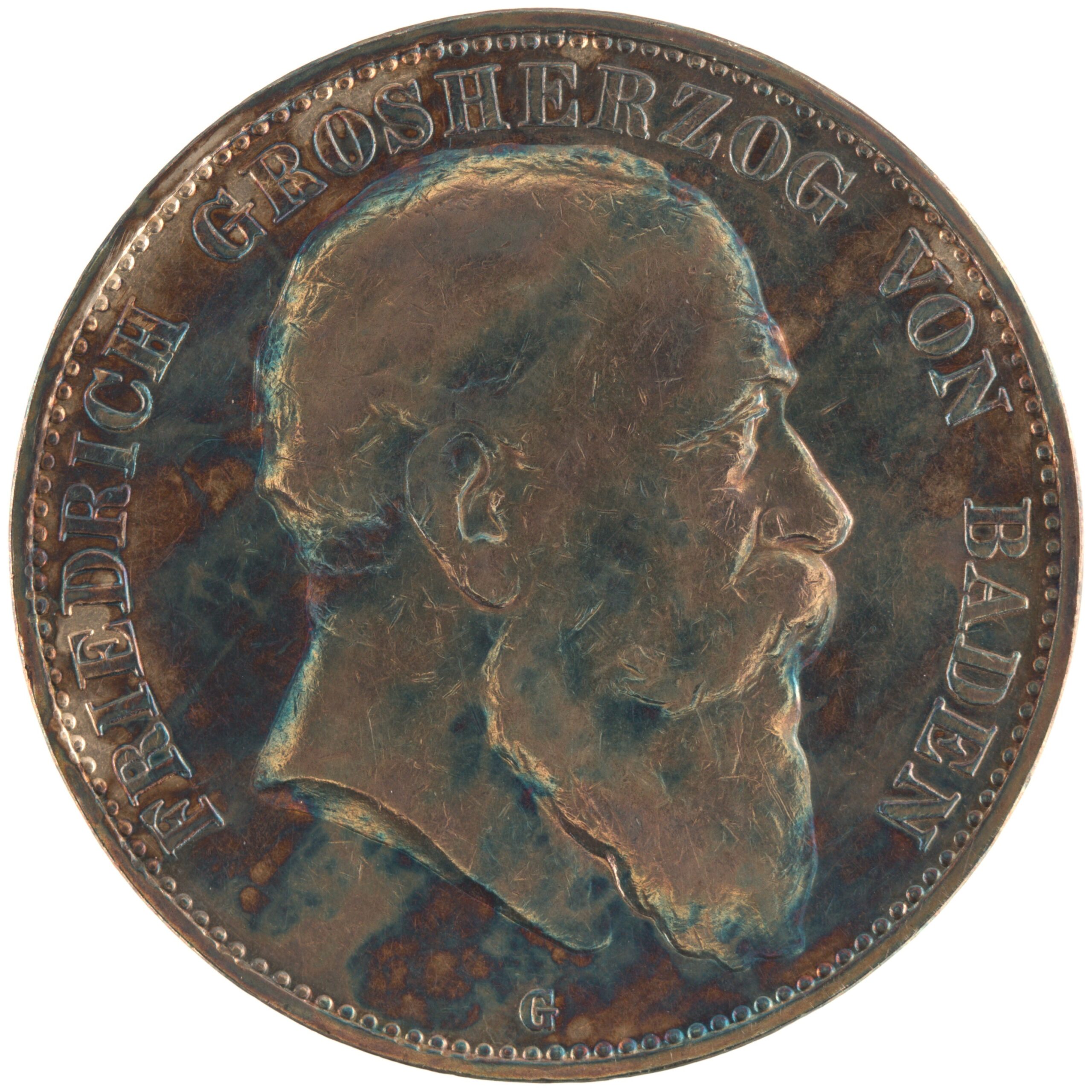 Allemagne - Pièce Fünf Mark 1904 G argent - Frédéric Ier / Aigle héraldique – Image 2