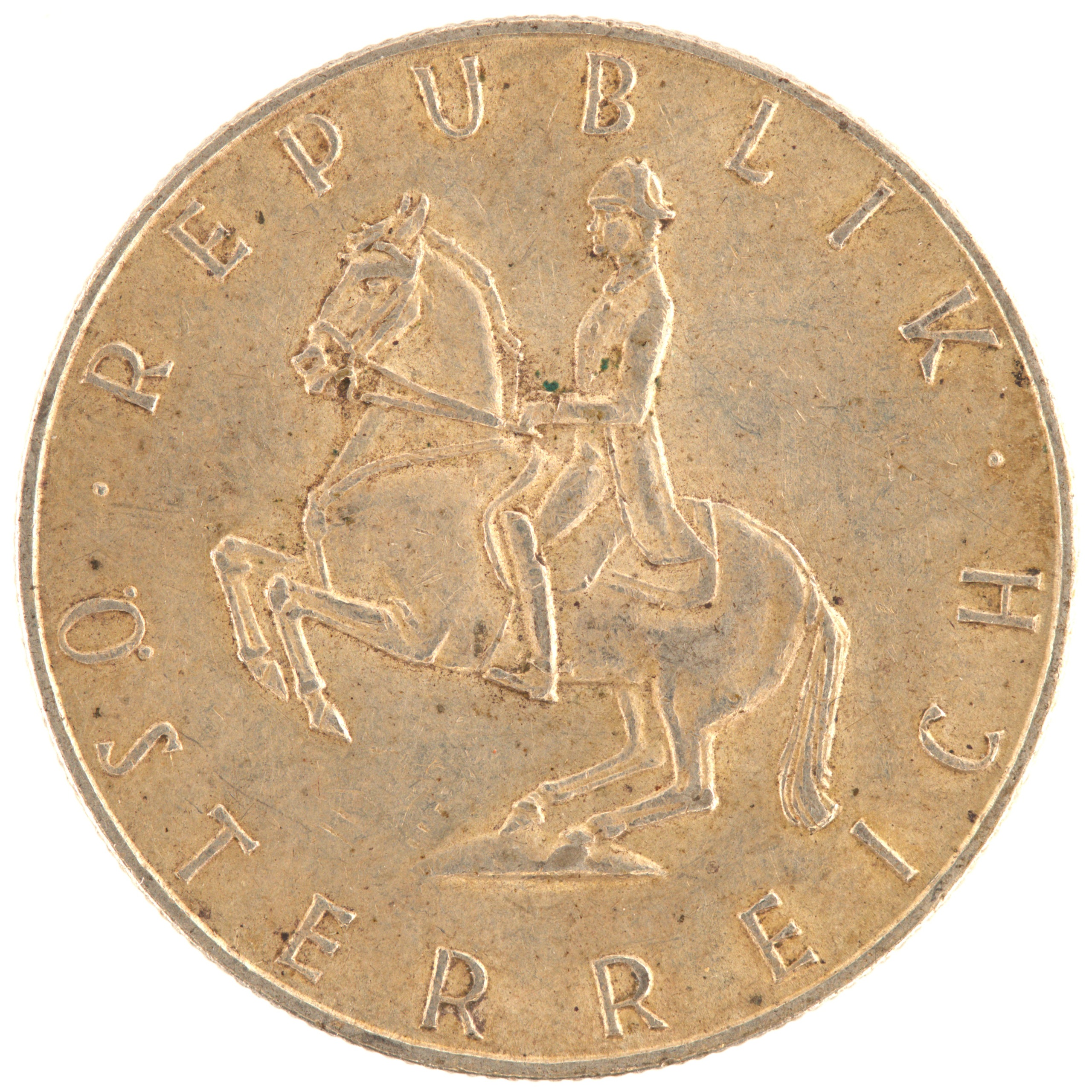 Autriche - Pièce 5 Schilling 1961 argent - Cavalier de l'école espagnole d'équitation / Armoiries autrichiennes – Image 2