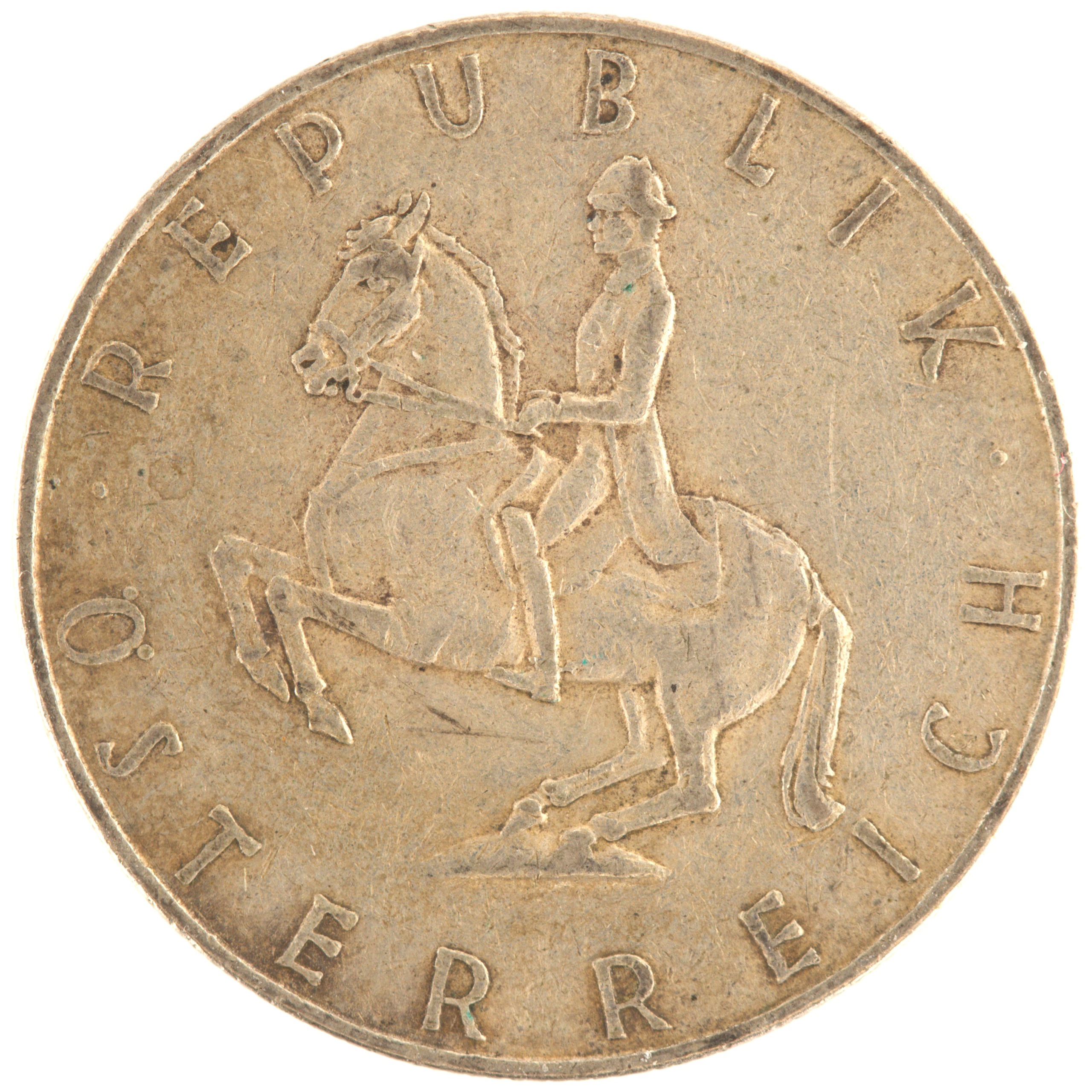 Autriche - Pièce 5 Schilling 1961 argent - Cavalier de l'école espagnole d'équitation / Armoiries autrichiennes – Image 2