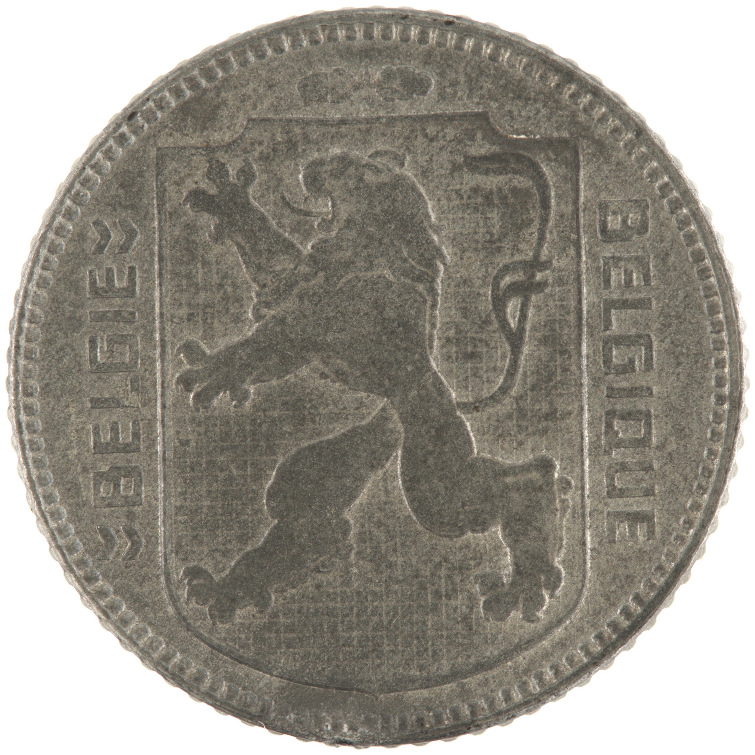 Belgique - Pièce 1 Franc (ou 1 Frank) 1942 zinc - Ecu belge / Monogramme de Léopold III, nom du pays émetteur en néerlandais à gauche – Image 2