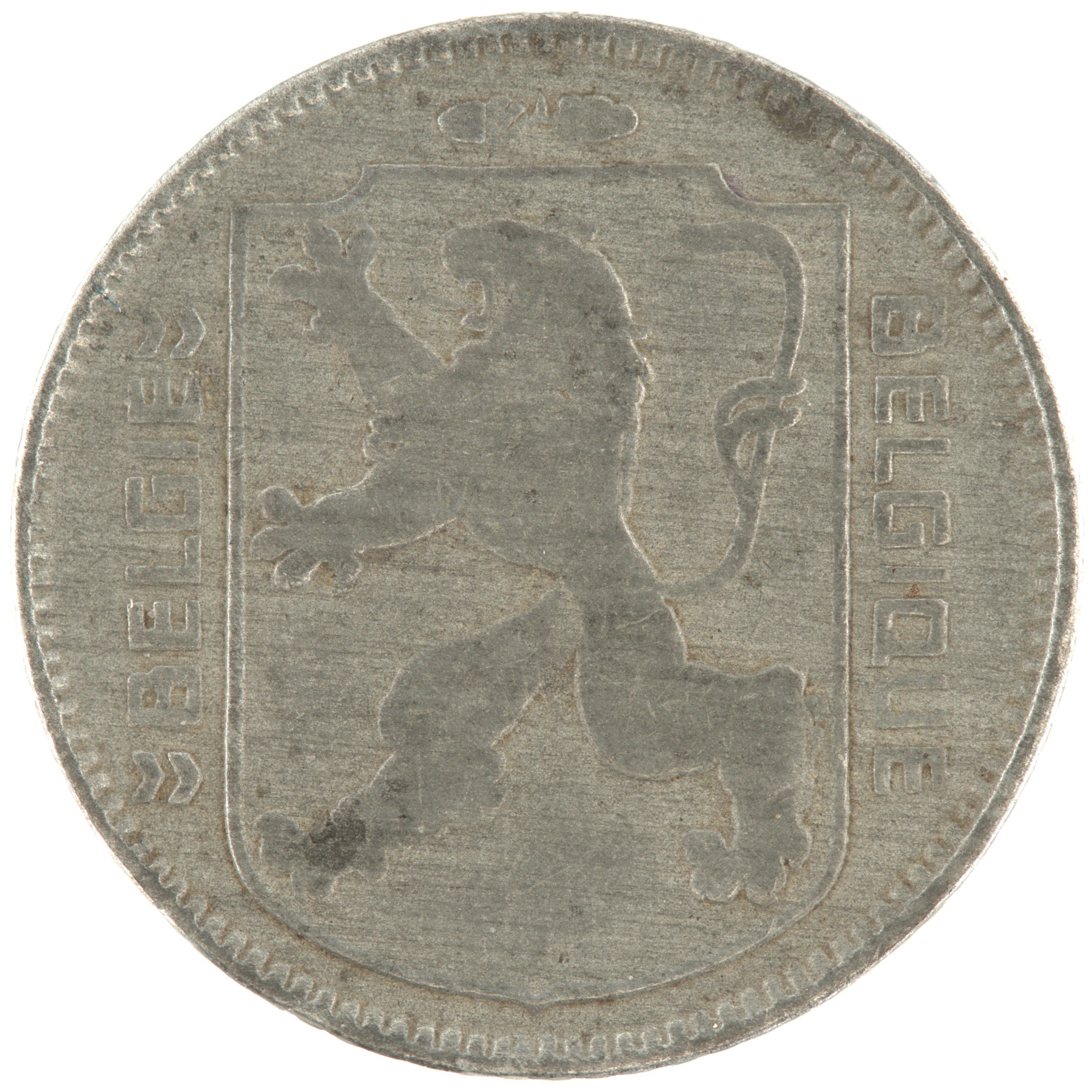Belgique - Pièce 1 Franc (ou 1 Frank) 1943 zinc - Ecu belge / Monogramme de Léopold III, nom du pays émetteur en néerlandais à gauche – Image 2