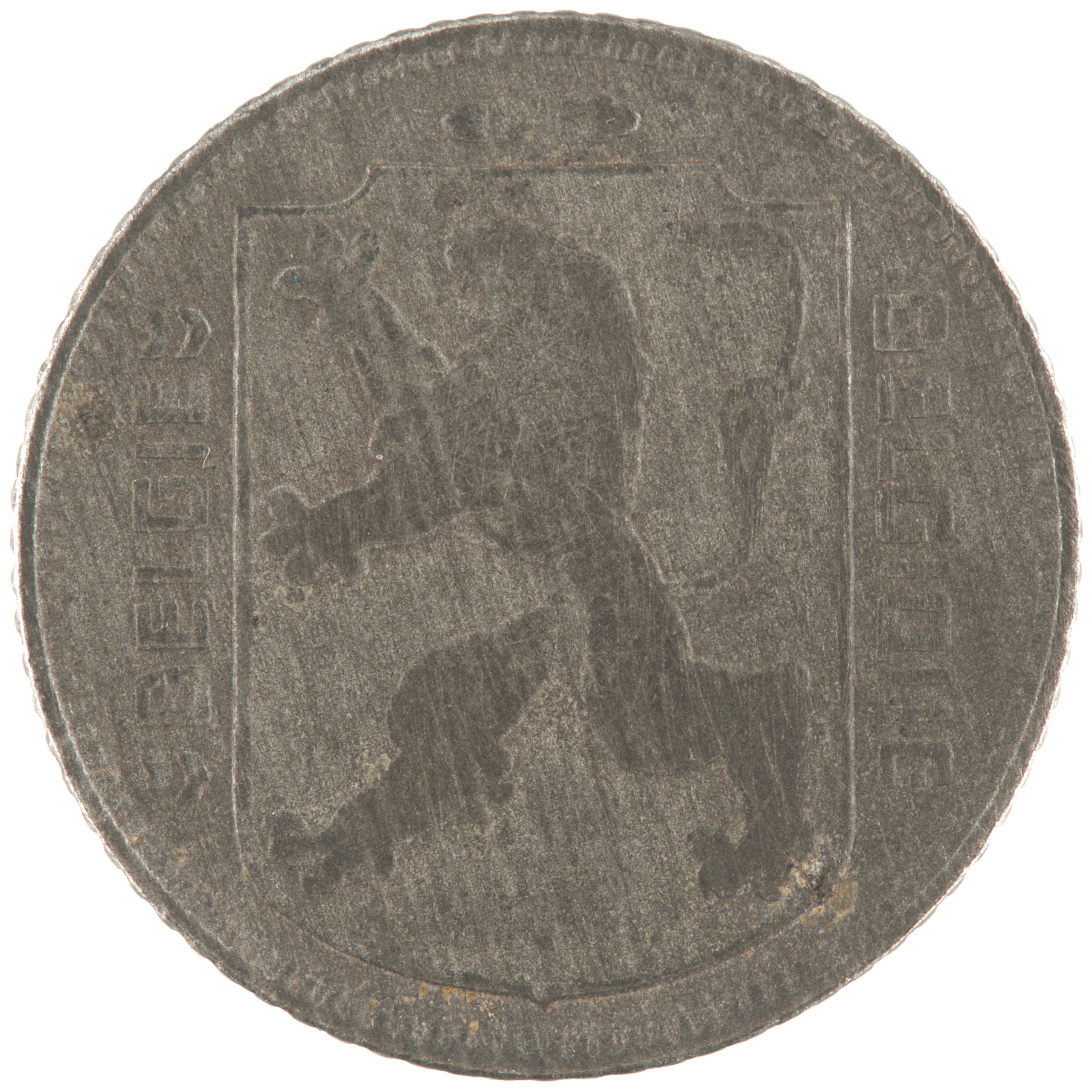 Belgique - Pièce 1 Franc (ou 1 Frank) 1946 zinc - Ecu belge / Monogramme de Léopold III, nom du pays émetteur en néerlandais à gauche – Image 2