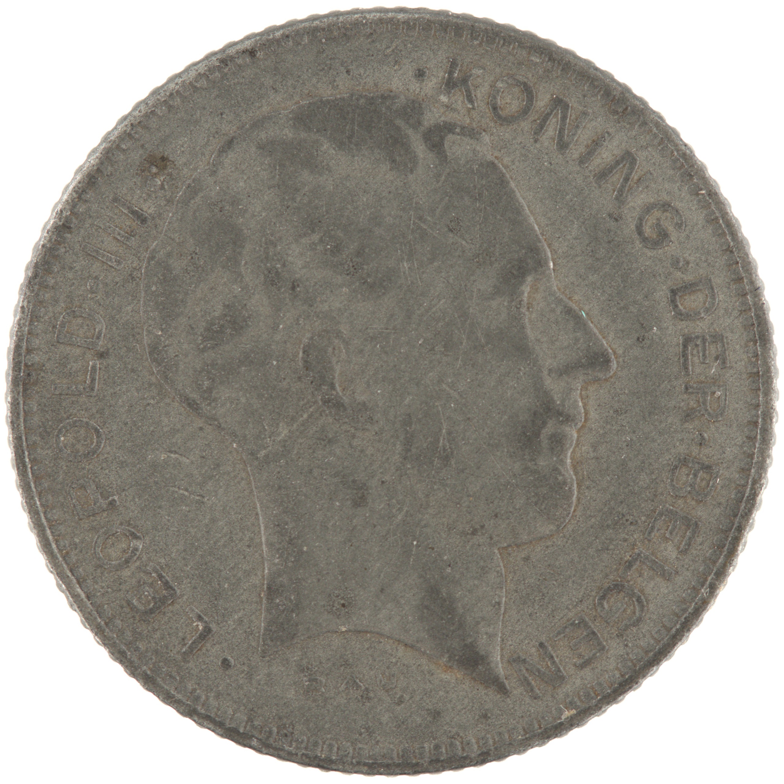 Belgique - Pièce 5 Francs (ou 5 Frank) 1941 zinc - Léopold III, nom du pays émetteur en néerlandais – Image 2