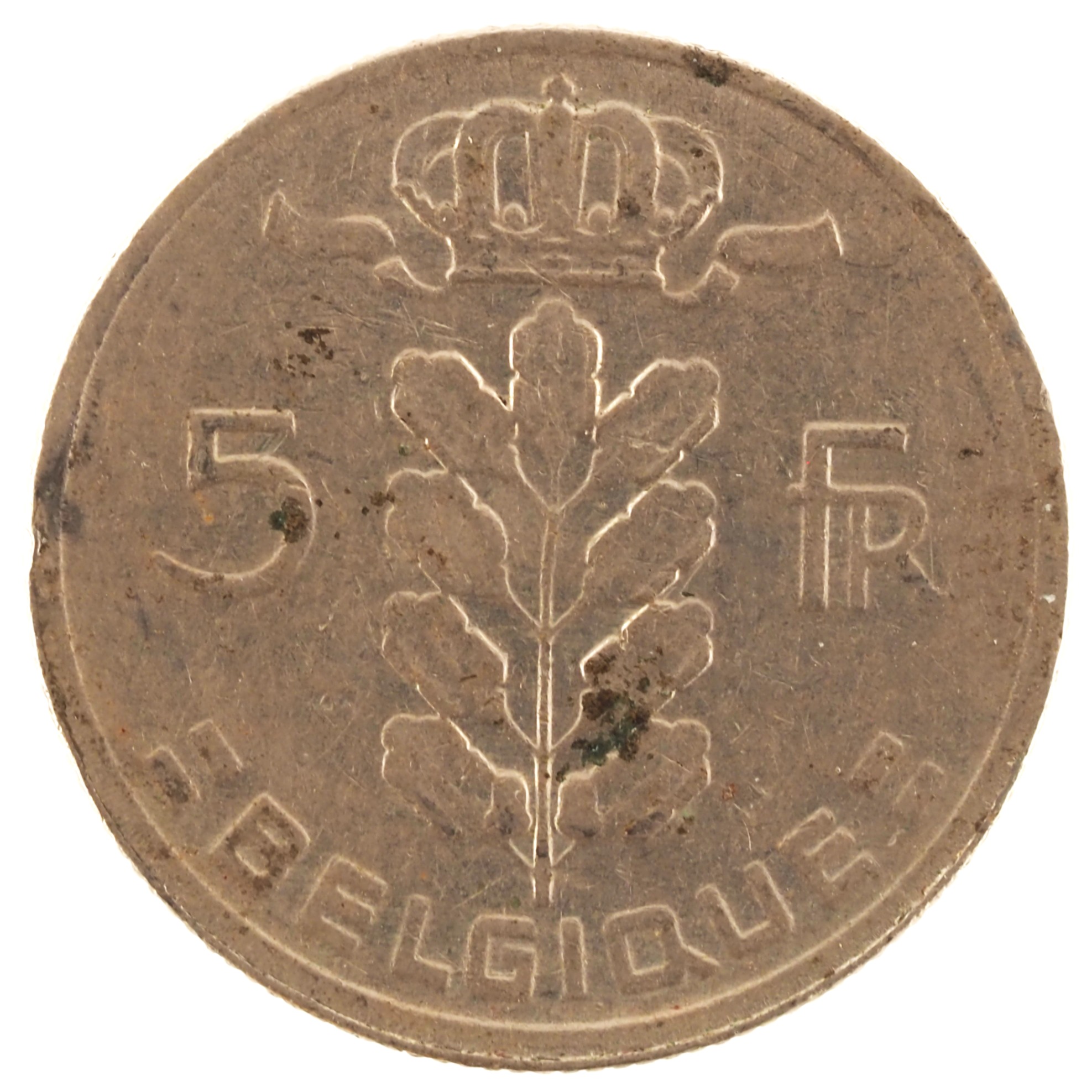 Belgique - Pièce 5 Francs 1968 cupro-nickel - Cérès / Rameau de chêne couronné, nom du pays émetteur en français – Image 2