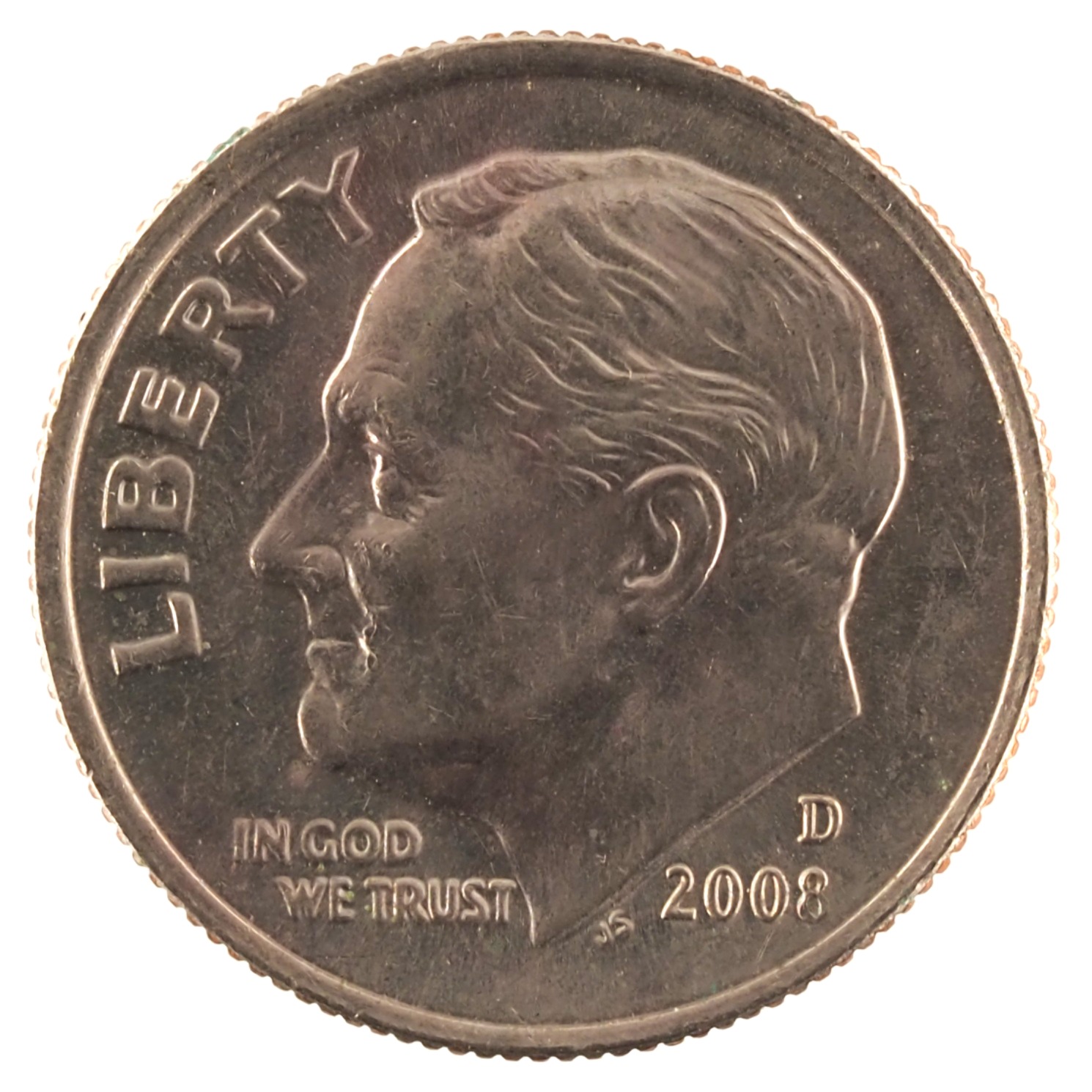 Etats-Unis d'Amérique - Pièce One Dime 2008 D cuivre plaqué cupro-nickel - Roosevelt
