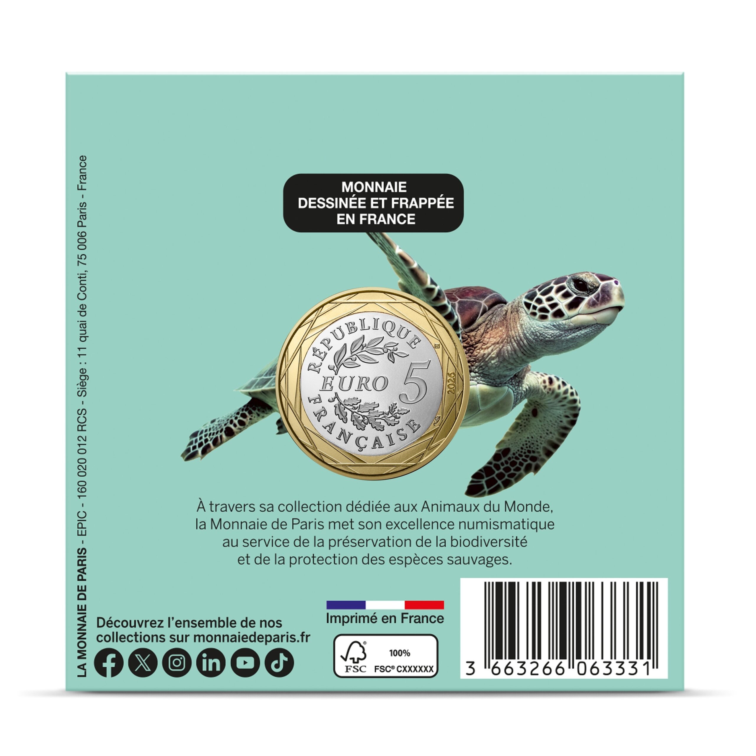 France - Pièce 5 Euro 2026 cuivre-nickel-zinc - Animaux marins – Image 4