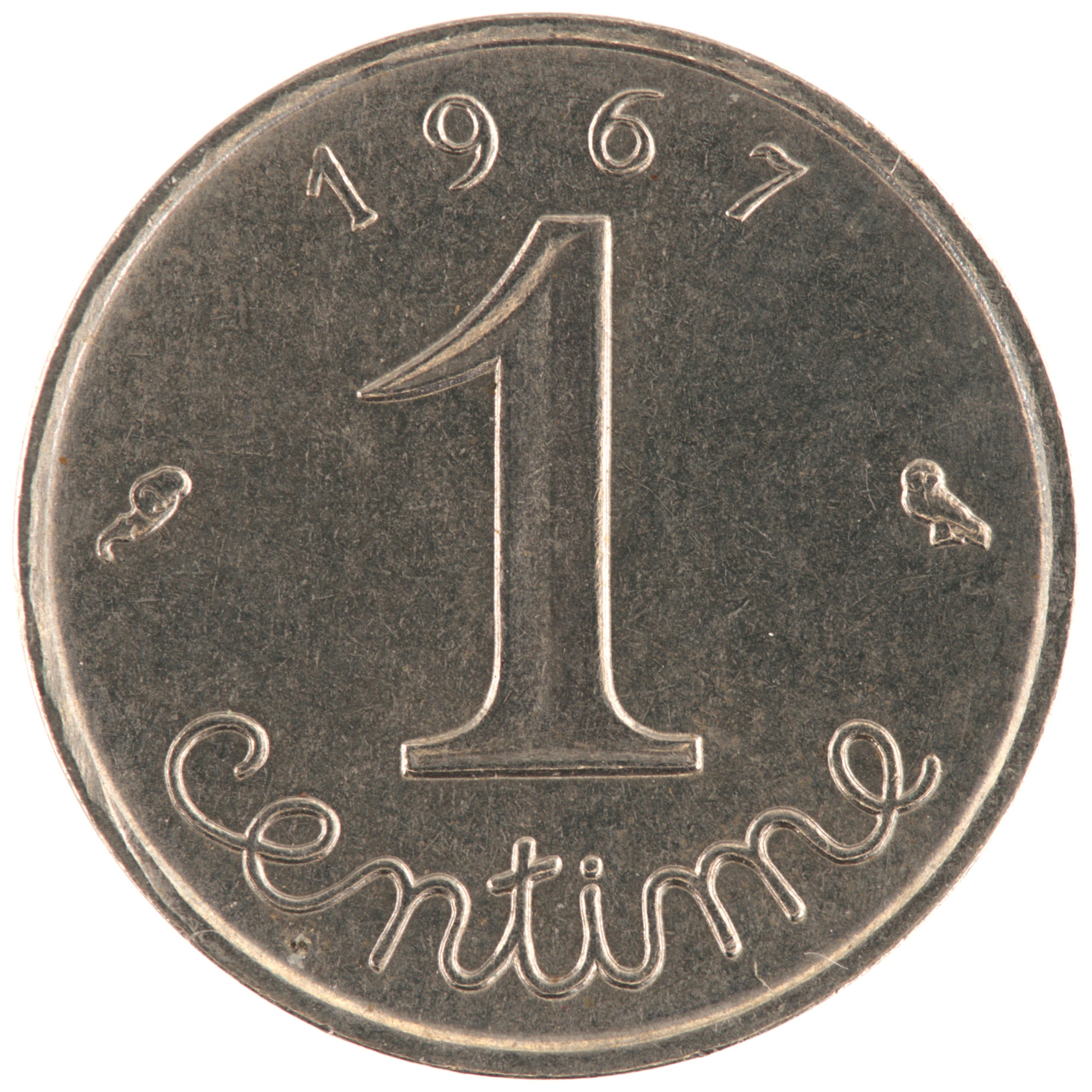 France - Pièce 1 Centime 1967 acier inoxydable - Epi