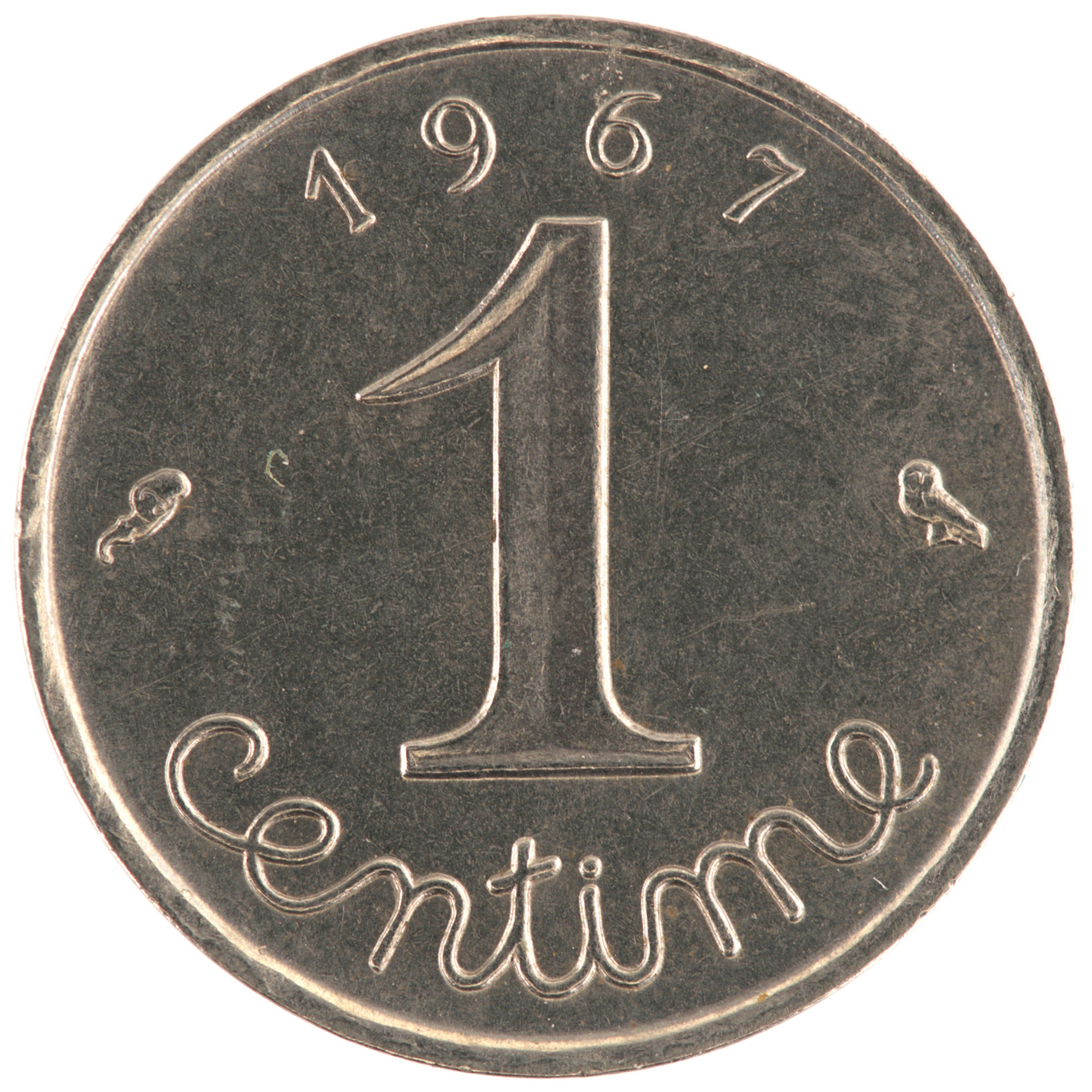 France - Pièce 1 Centime 1967 acier inoxydable - Epi